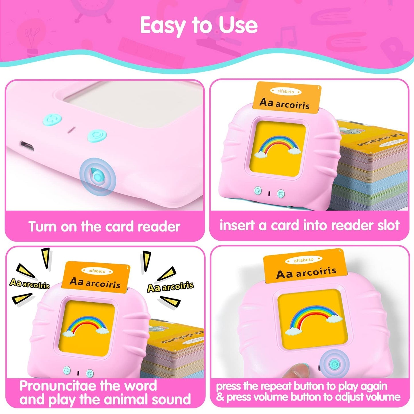 Bilingual ABC Learning Flash Cards for Toddlers 2-4, Autism & Speech Therapy Toy3