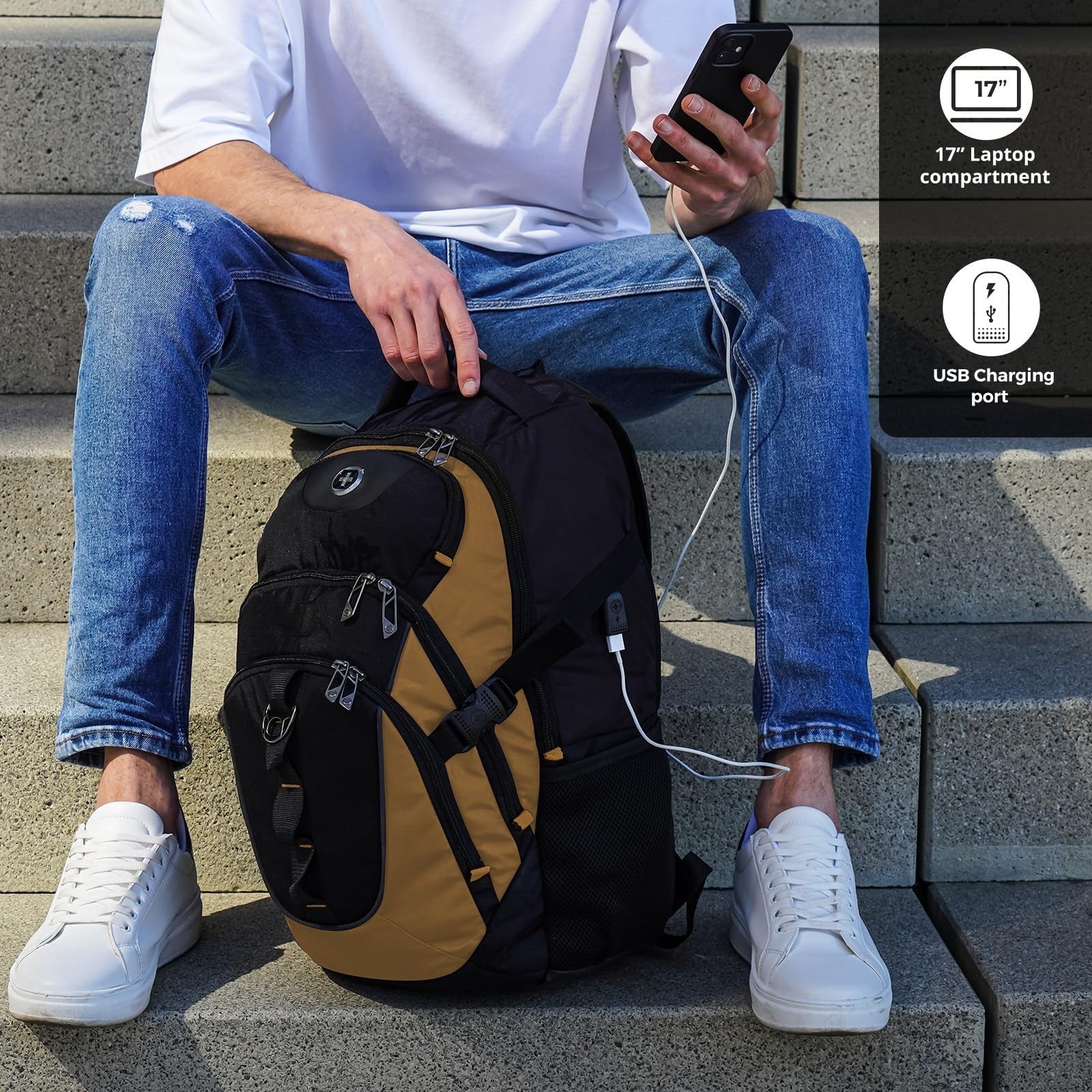 Travel Laptop Backpack with USB Charging Port, Fits 15.6" Computer, 31L College2