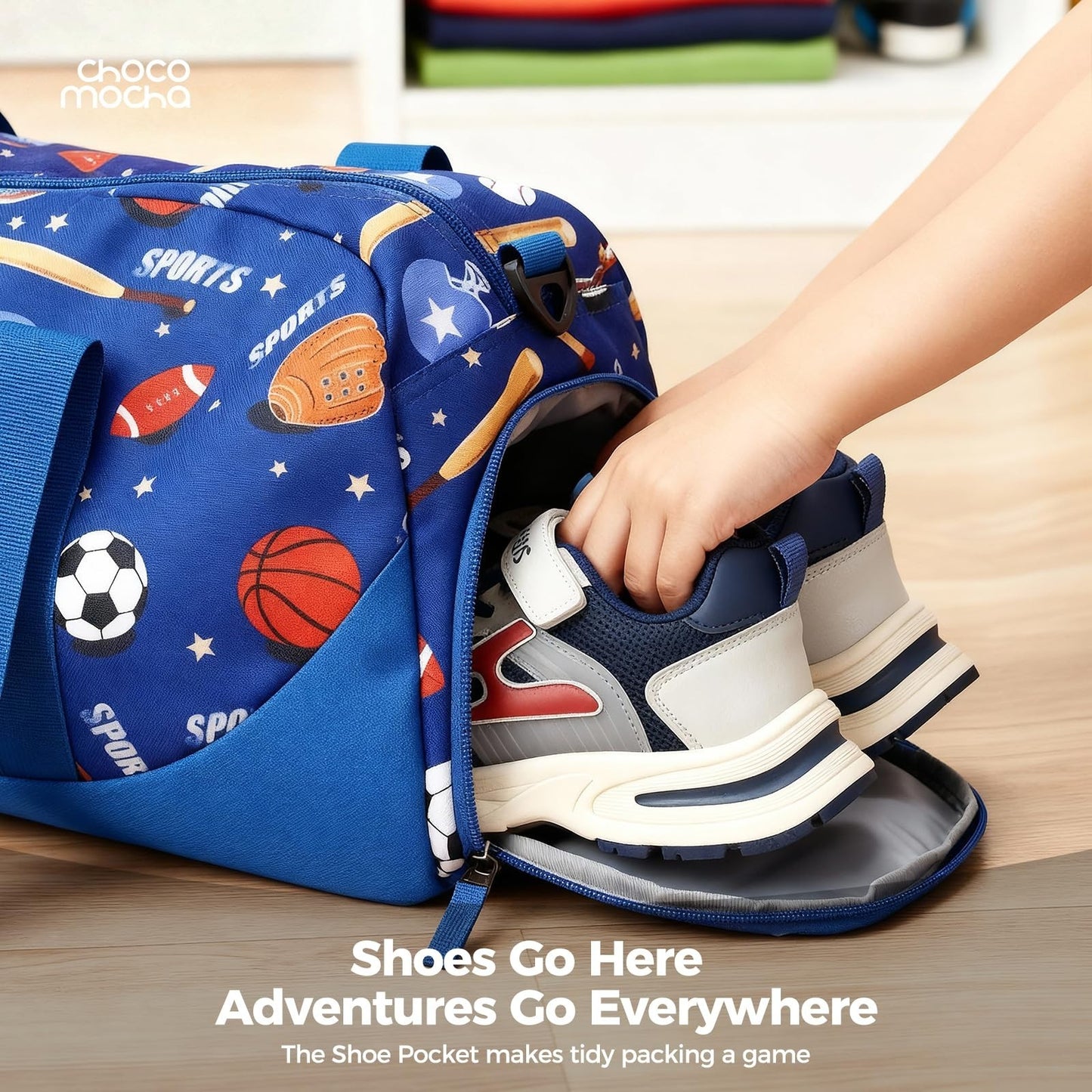 Kids Basketball Duffle Bag - Large Overnight Travel Bag with Shoe Compartment, B3