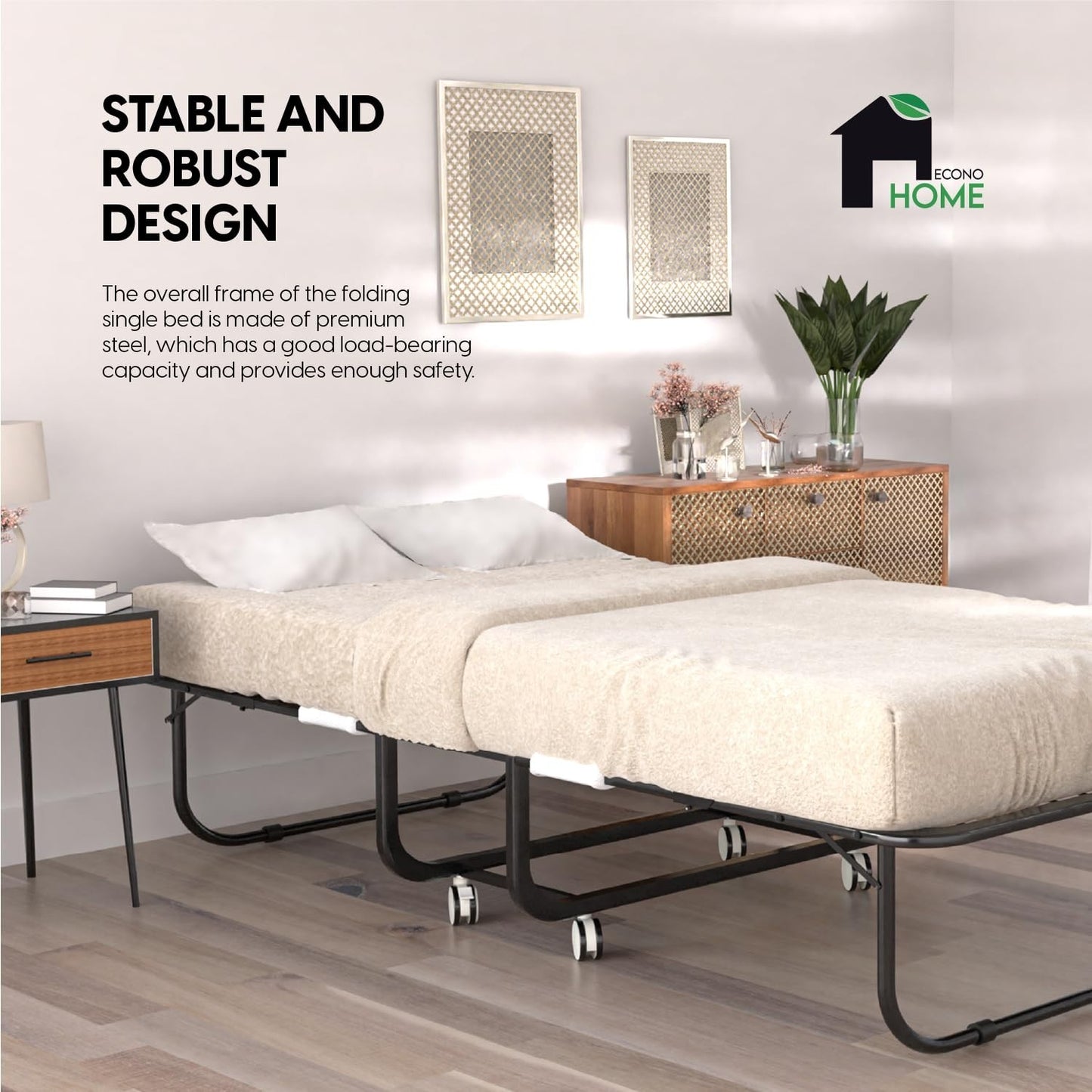 Portable Folding Bed with 5" Memory Foam Mattress   Space Saving Rollaway Cot 756