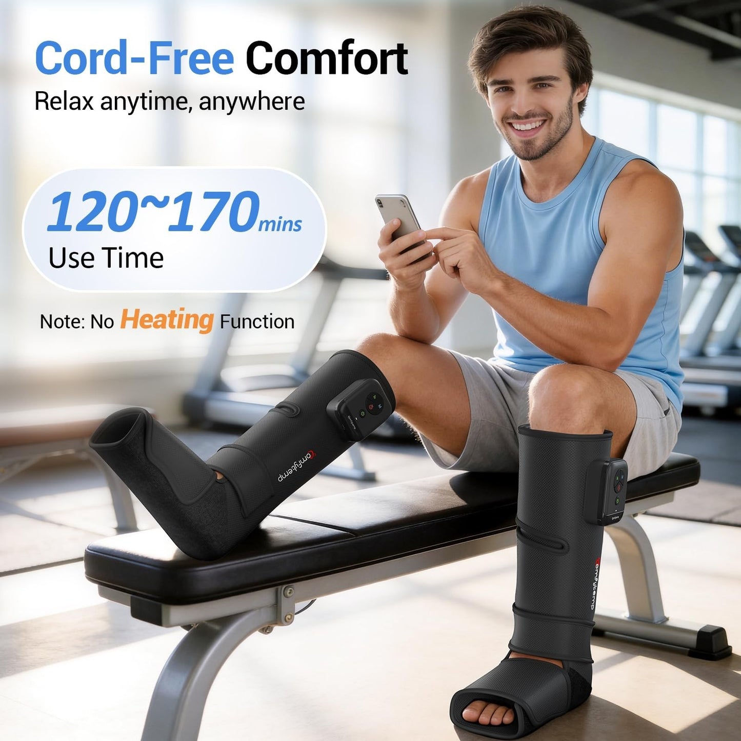 Cordless Air Compression Leg Massager for Circulation & Pain Relief, Portable Ca3