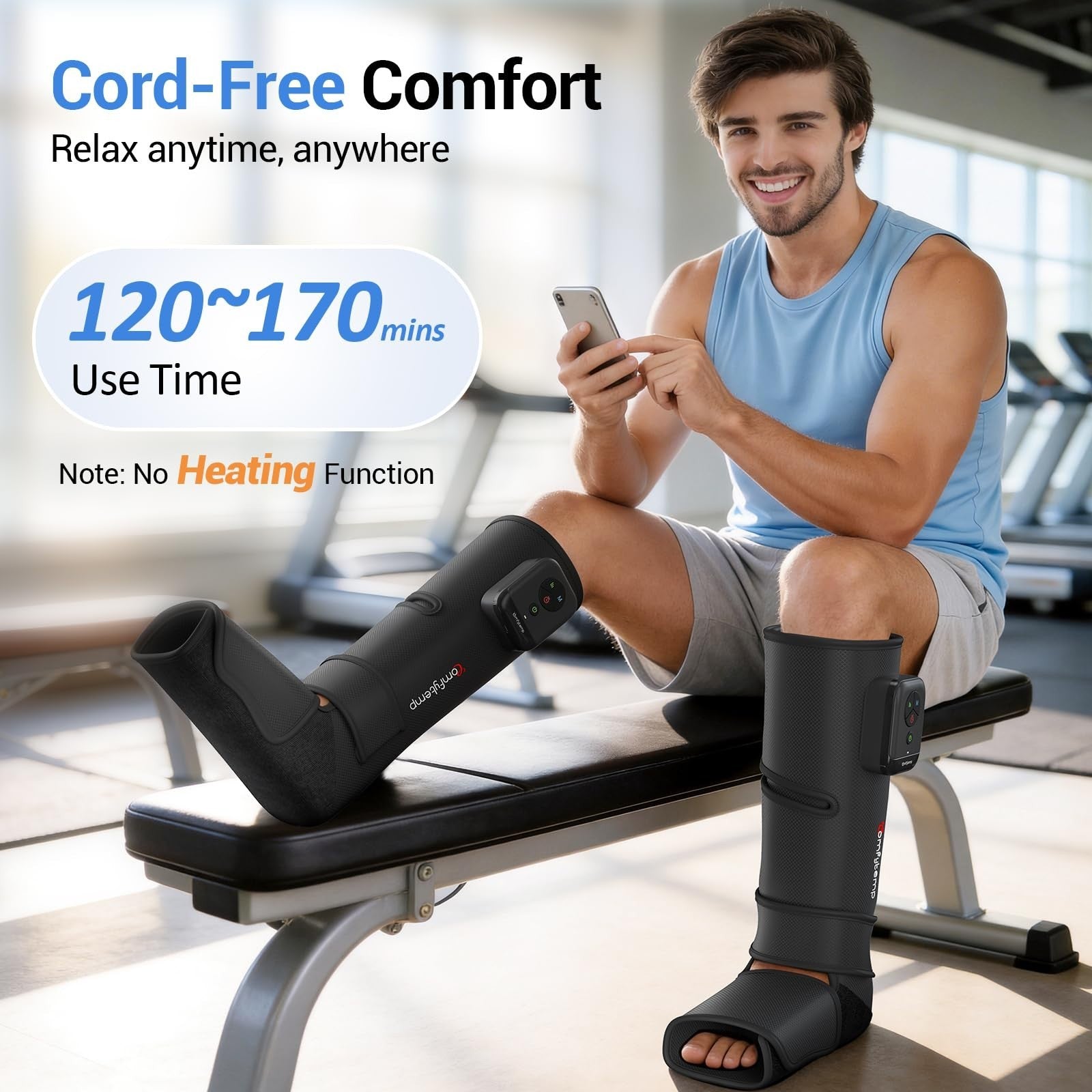 Cordless Air Compression Leg Massager for Circulation & Pain Relief, Portable Ca3