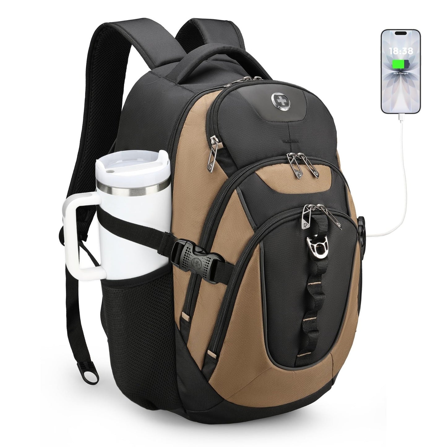 Stylish Laptop Backpack with USB Charging Port, Fits 15.6" Computer, 31L Travel0