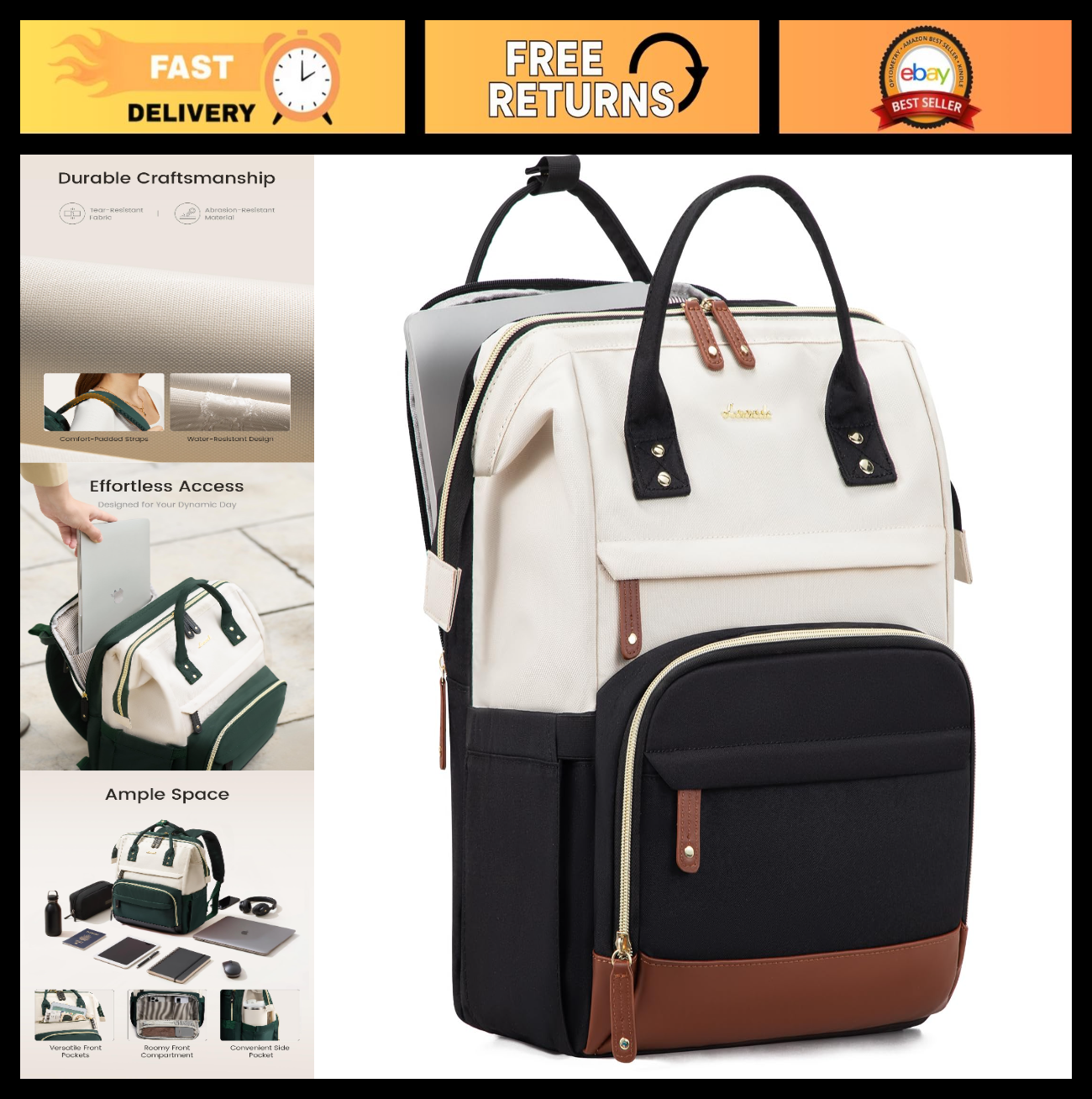 Spacious Waterproof Laptop Backpack for Women, 18" Business & School Bag, Travel0