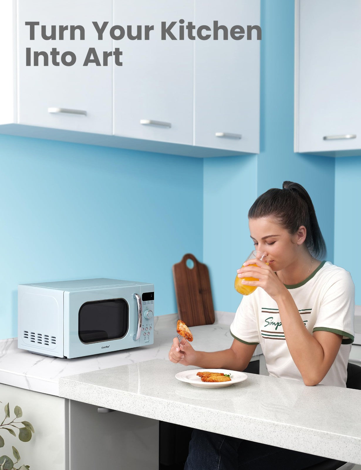 Retro Microwave Oven 0.7 Cu.Ft 700W Green   9 Preset Menus, Compact Kitchen Appl6