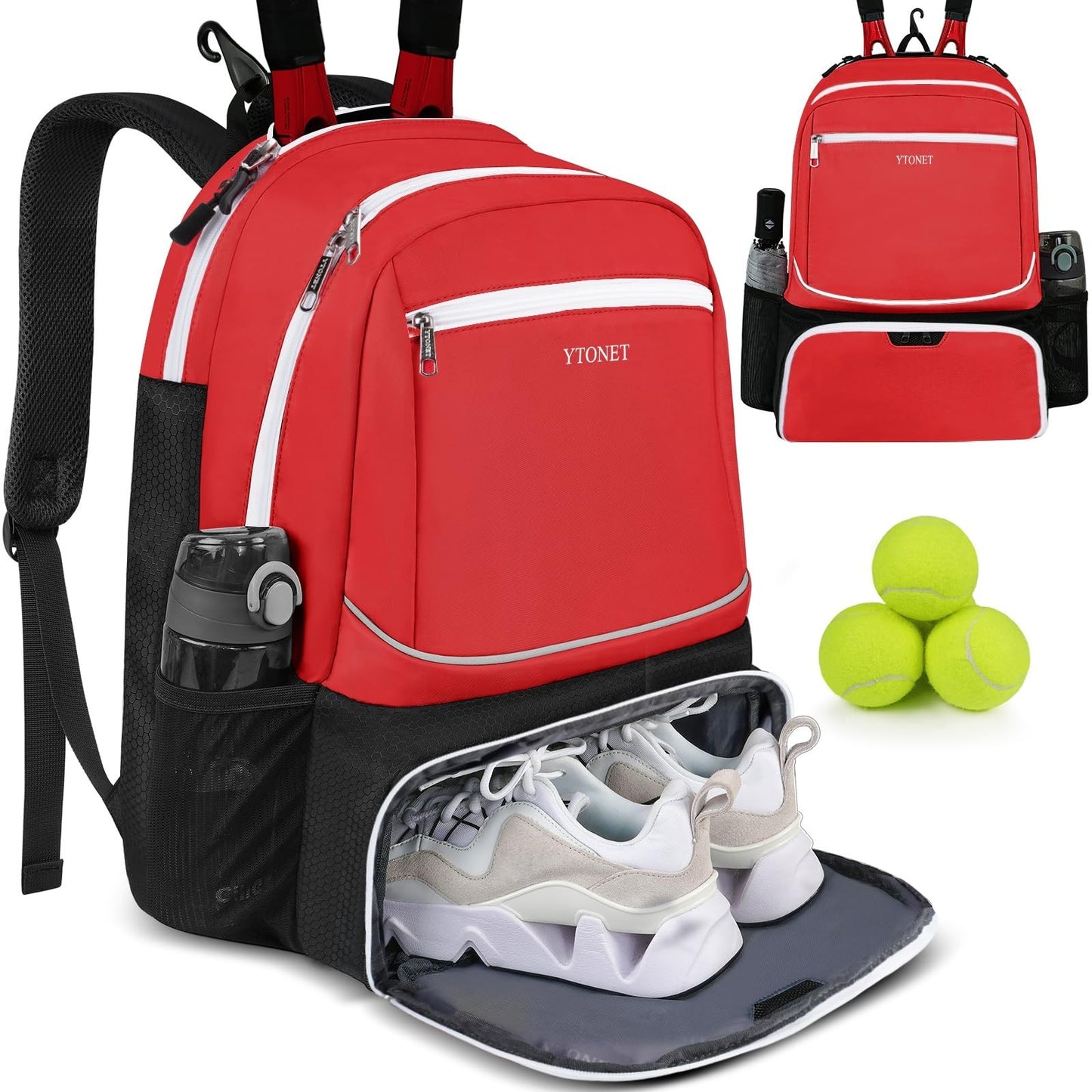 Insulated Tennis Backpack for 2 Rackets, Ventilated Shoe Compartment, Unisex1