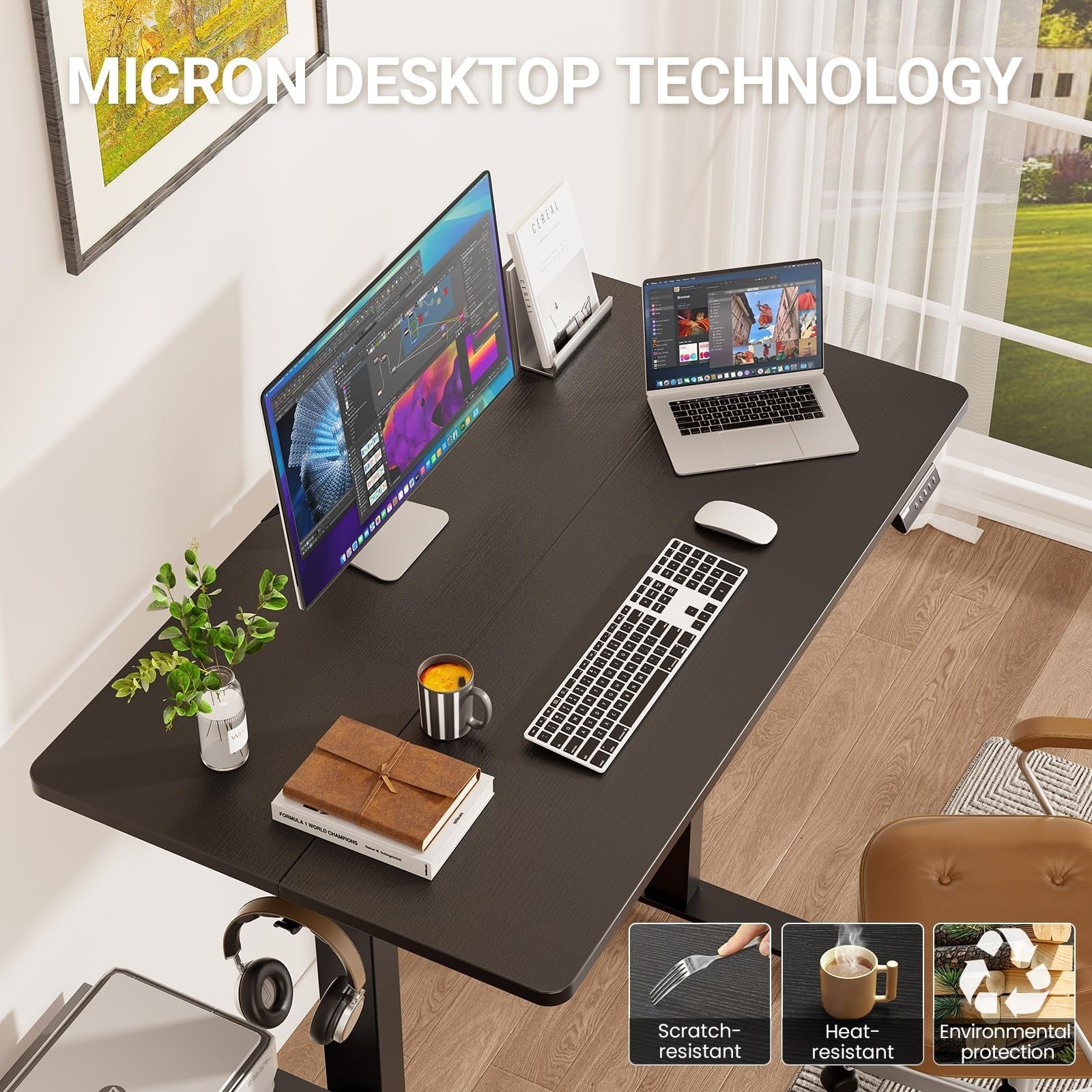 Adjustable Height Standing Desk 47.2" - Modern Wood Computer Table for Home Offi5