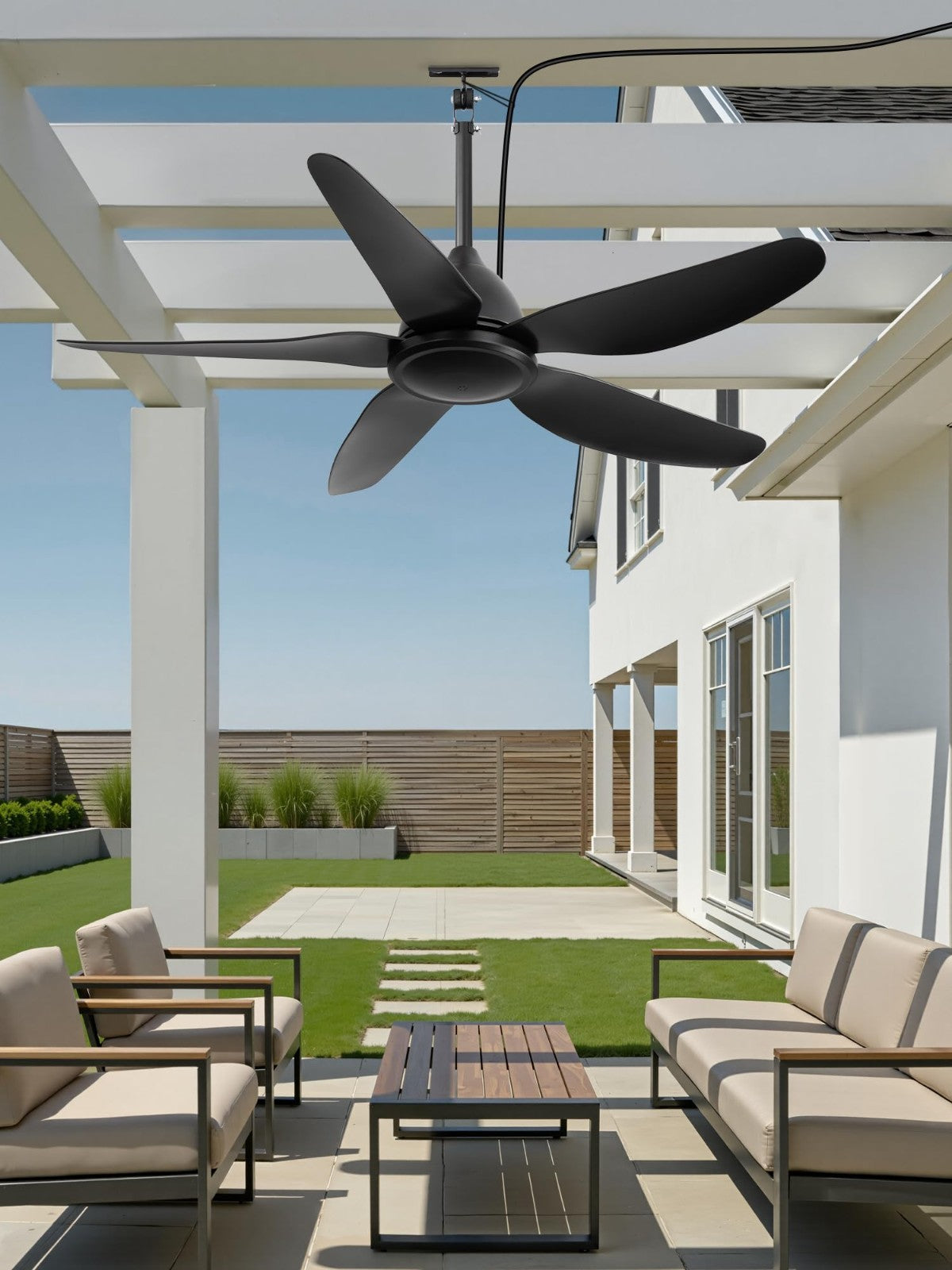 46" Waterproof Outdoor Ceiling Fan, Remote & APP Control, 6 Speeds, Reversible D5