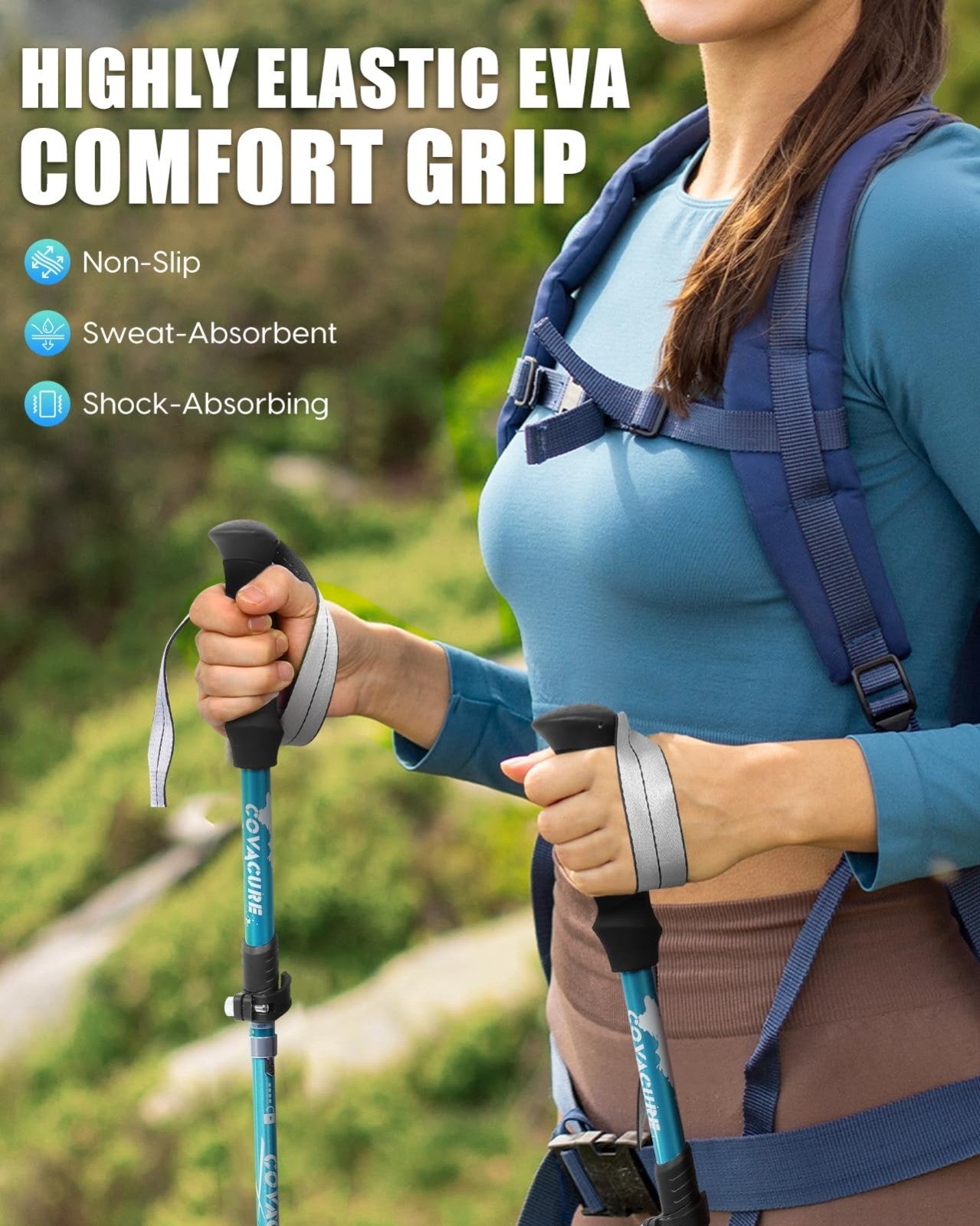 Collapsible Trekking Poles - Lightweight Aluminum Walking Sticks for Hiking, Cam3