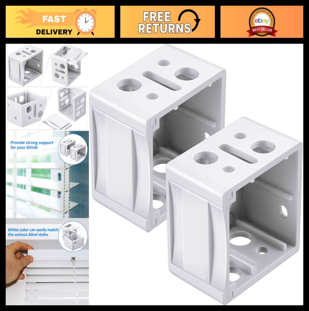 2 Pcs 1" Mini Blind Bracket Replacement - Plastic Headrail Mounting Hardware for0