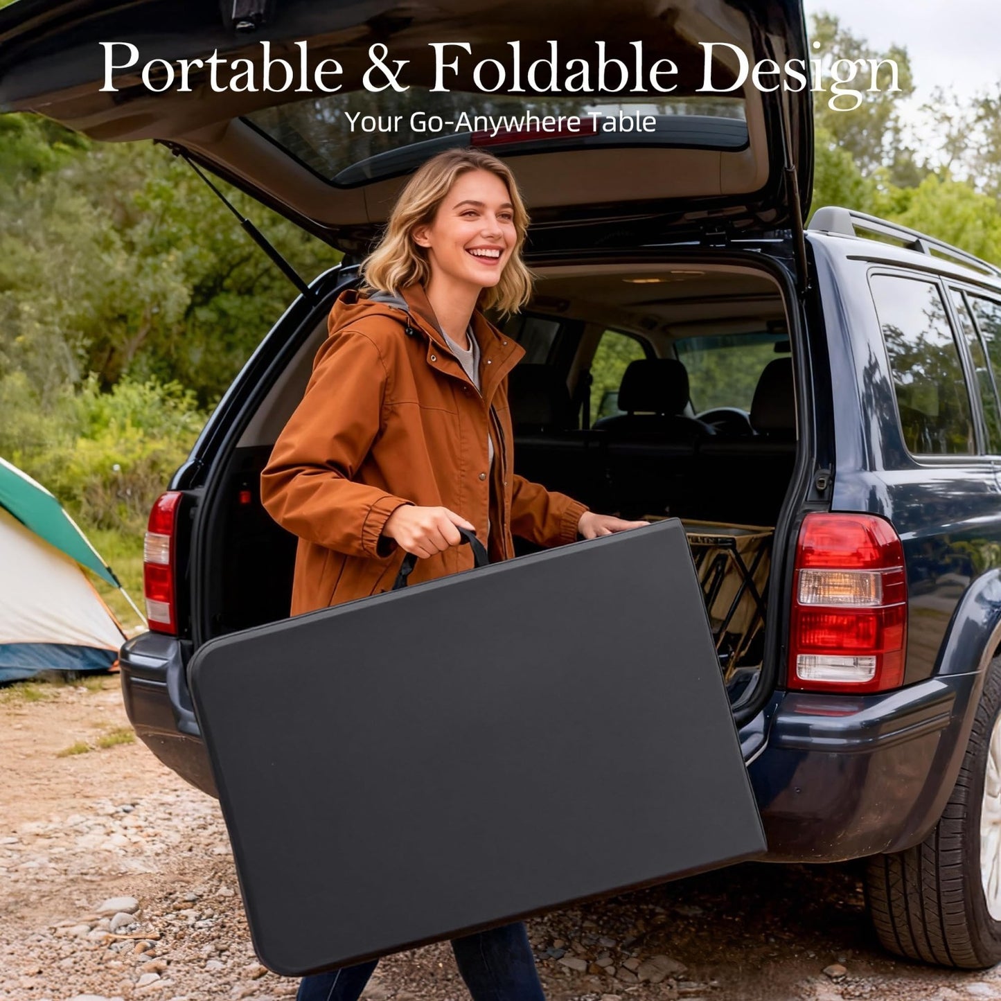 6FT Heavy Duty Folding Table with Carry Handle - Portable for Events, Picnics, C2