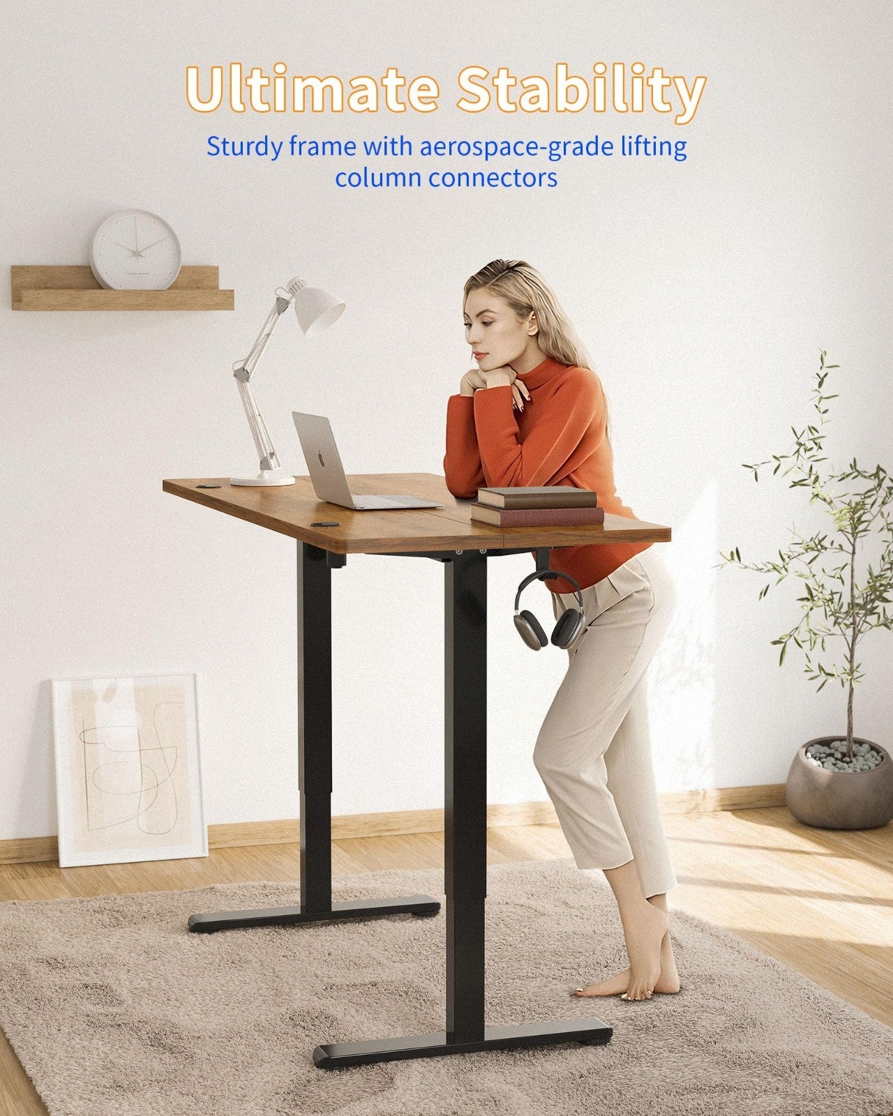 Adjustable Electric Standing Desk 48x24, Height-Adjustable Computer Desk for Hom4