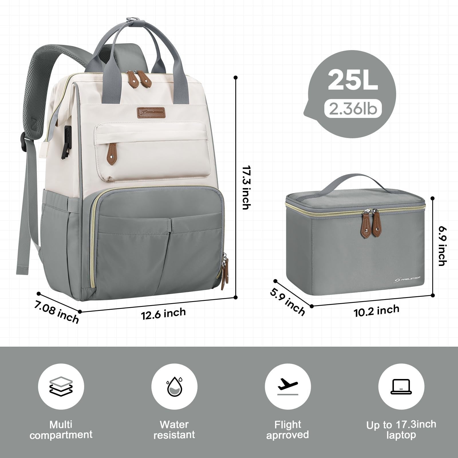 Travel Laptop Backpack for Men & Women, Fits 15.6-17.3" Laptops, Insulated Lunch4
