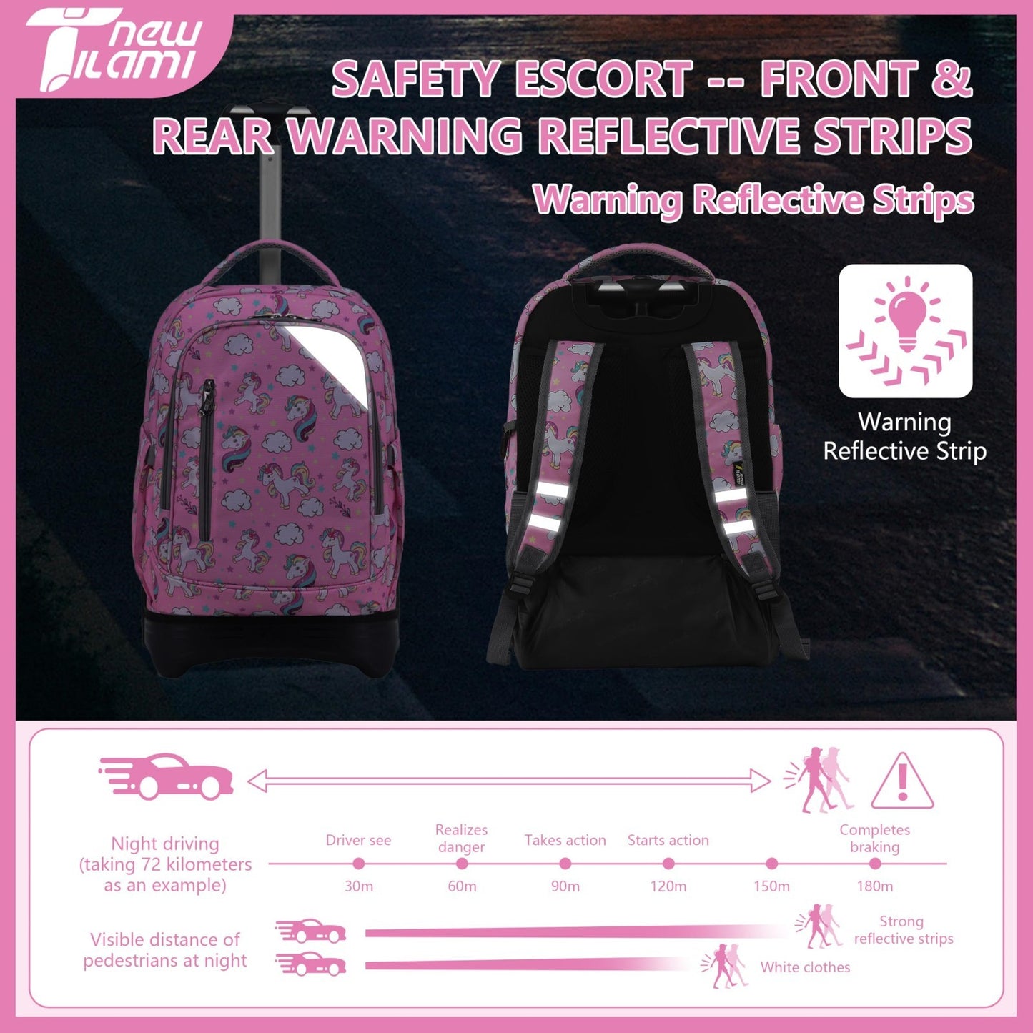 18" Rolling Backpack with Lunch Bag for Kids, School, Travel, Girls & Boys5