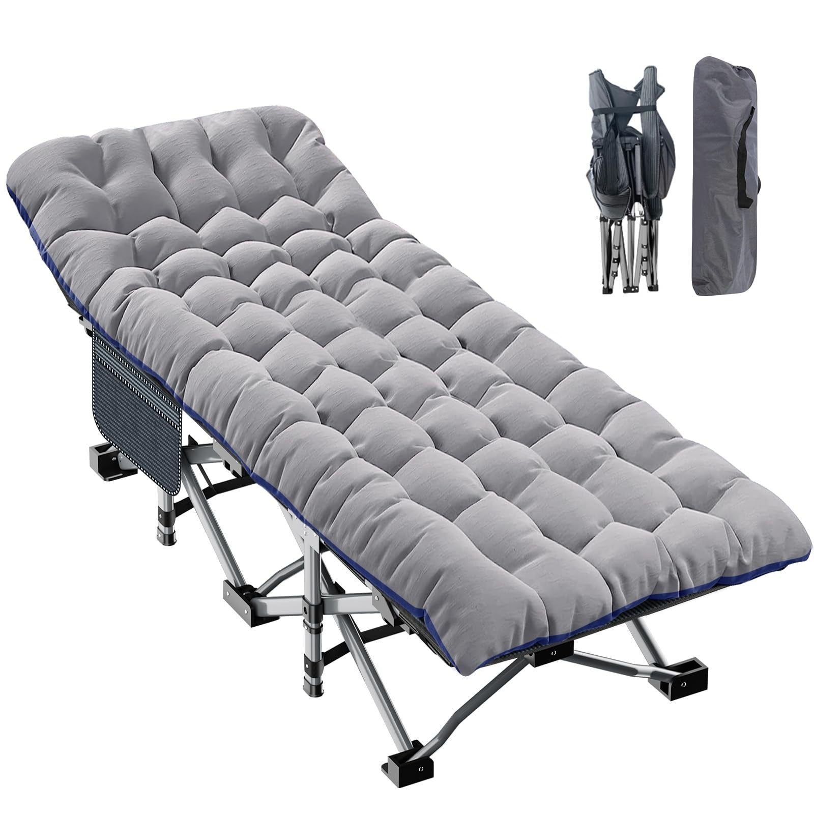XXL Folding Camping Cot for Adults   32" Wide, 900 lb Capacity, Sturdy Frame, Re1