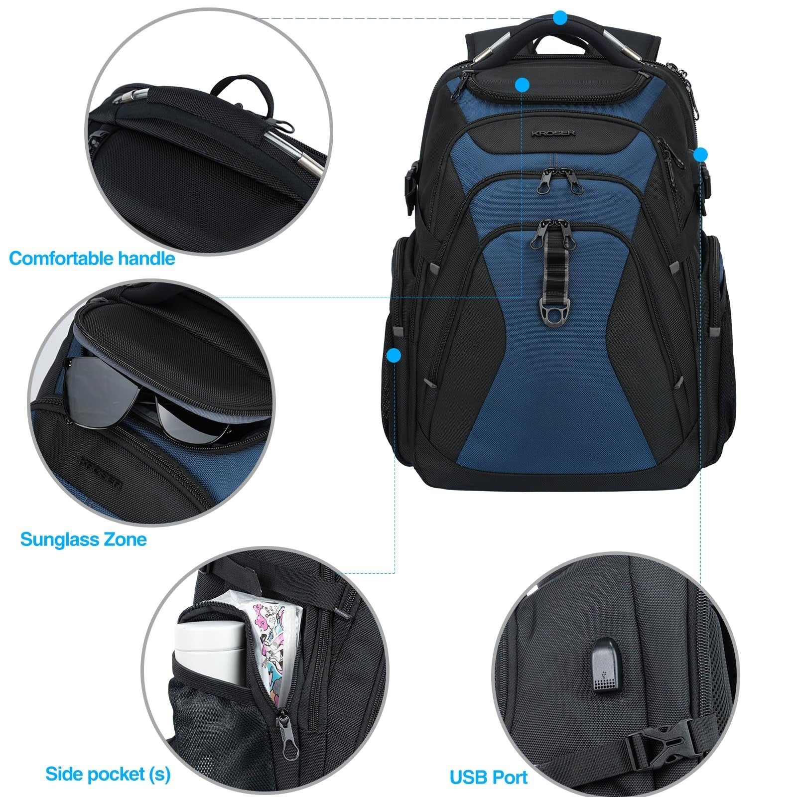 Large 18.4" Laptop Backpack for Men, Stylish Computer Bag, Water Resistant, Blac4