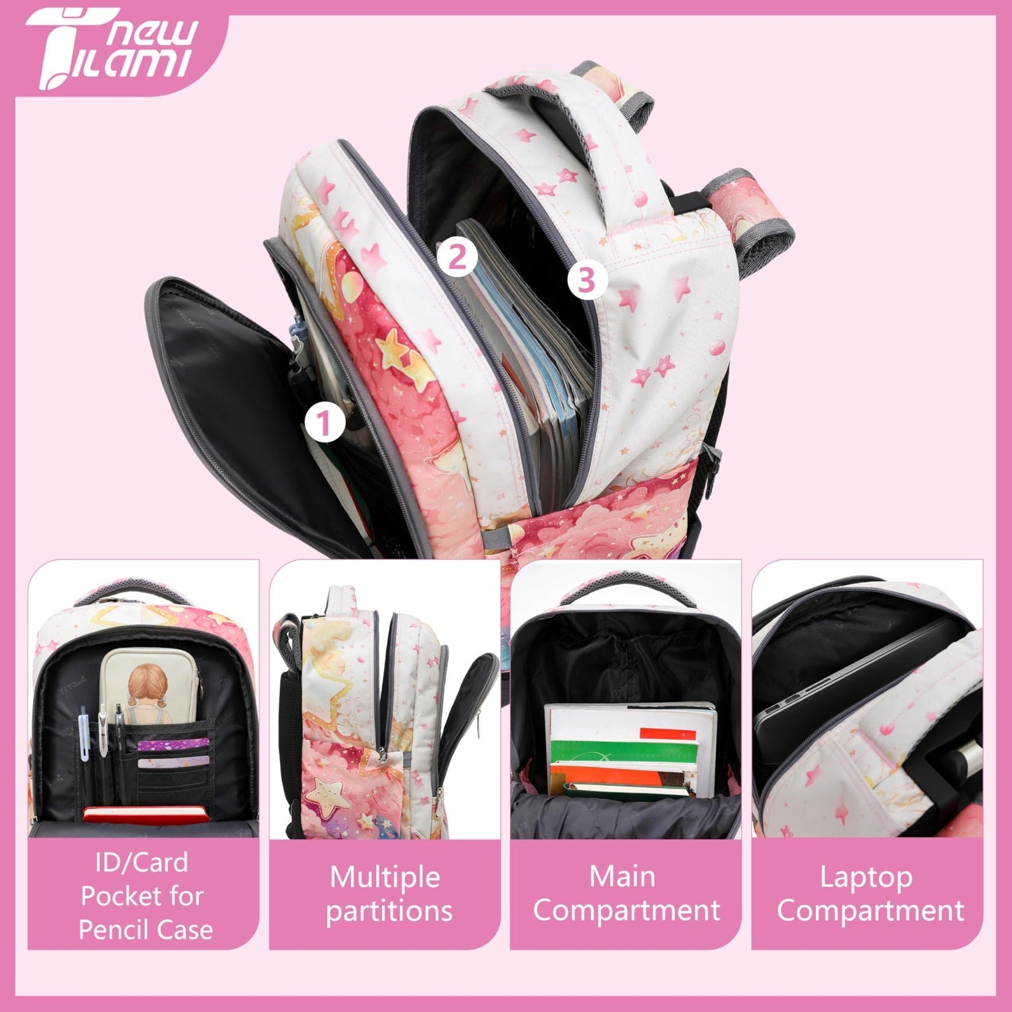 18 Inch Rolling Backpack with Lunch Bag for Kids, School Travel, Durable & Styli3