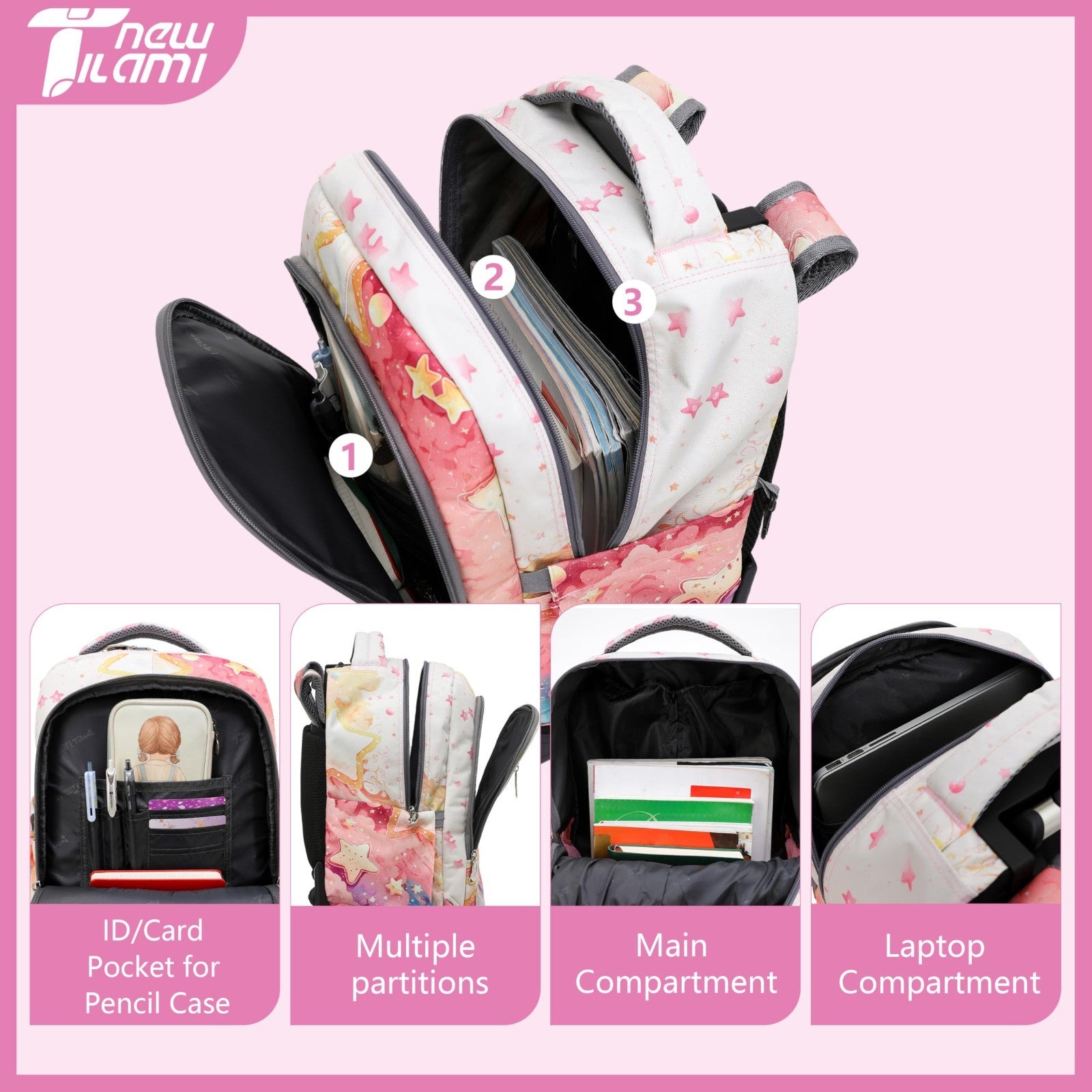 18 Inch Rolling Backpack with Lunch Bag for Kids, School Travel, Durable & Styli3