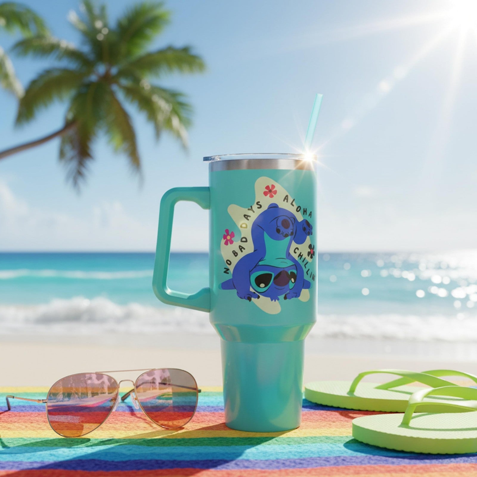 40oz Double Walled Stainless Steel Tumbler   Disney Lilo & Stitch Aloha, Fits Cu9