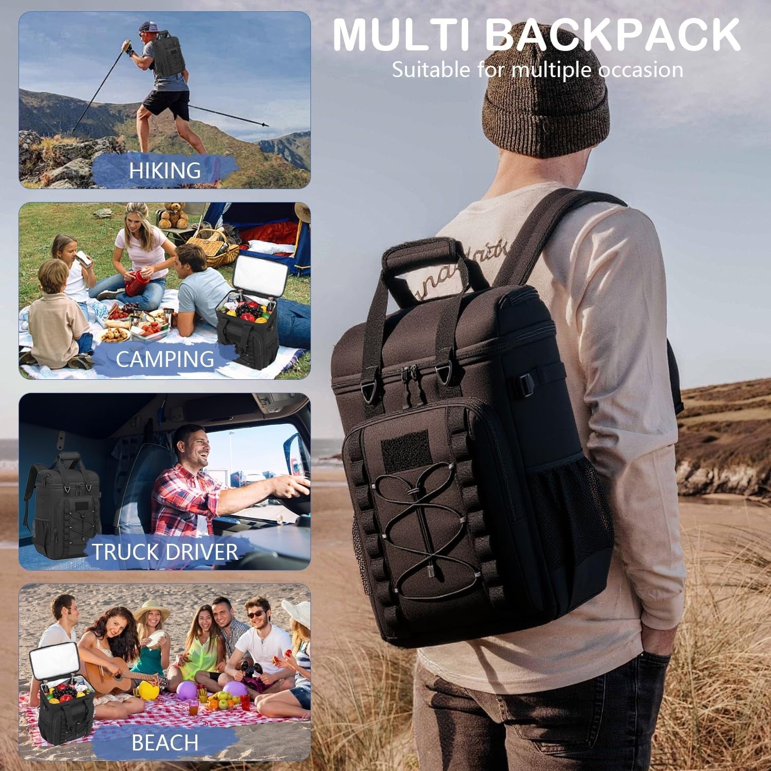 Tactical Insulated Backpack Cooler - 42 Can Leak Proof Soft Cooler for Camping,6
