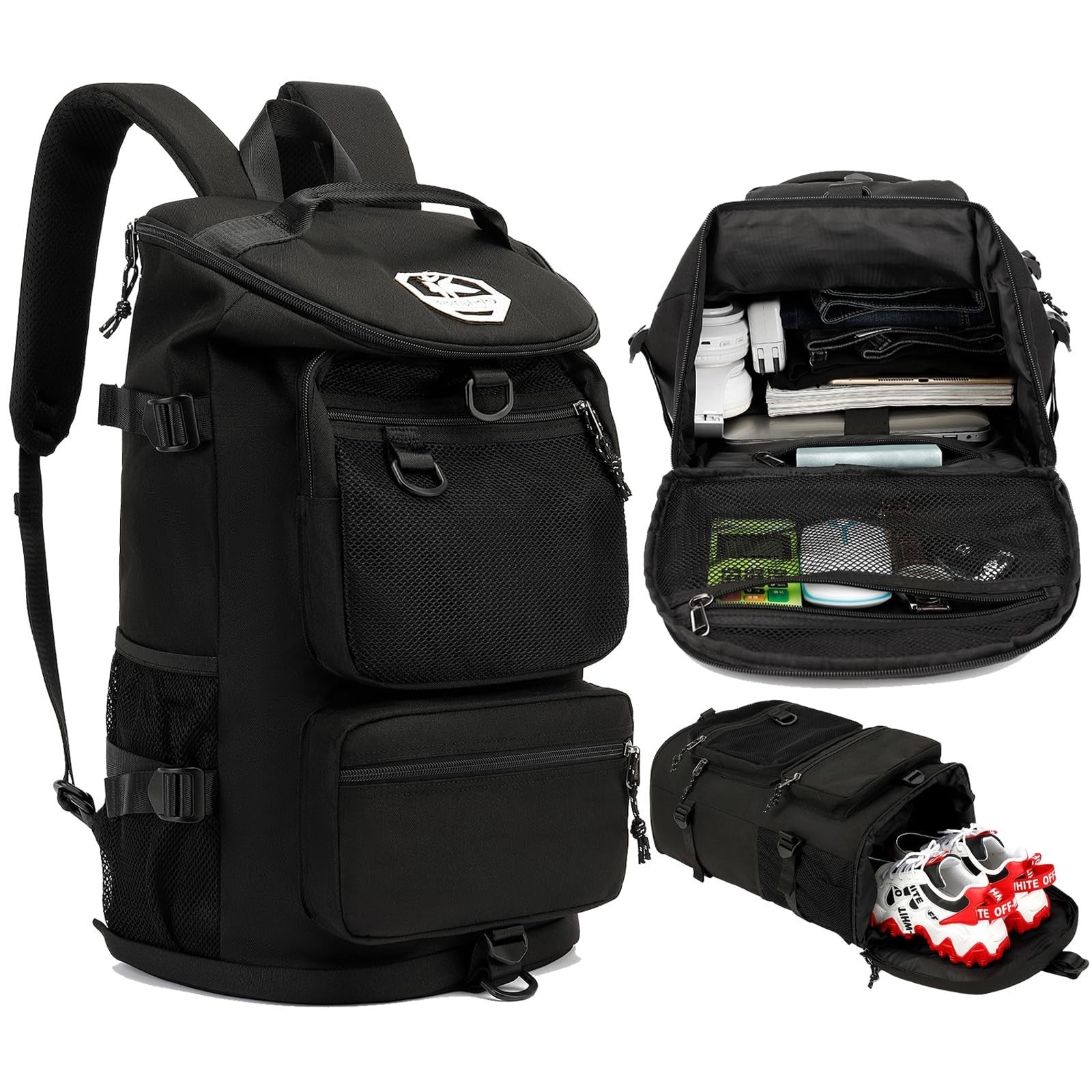 Waterproof Gym Duffel Backpack with Shoe Compartment   4 Carry Methods, Sports &2