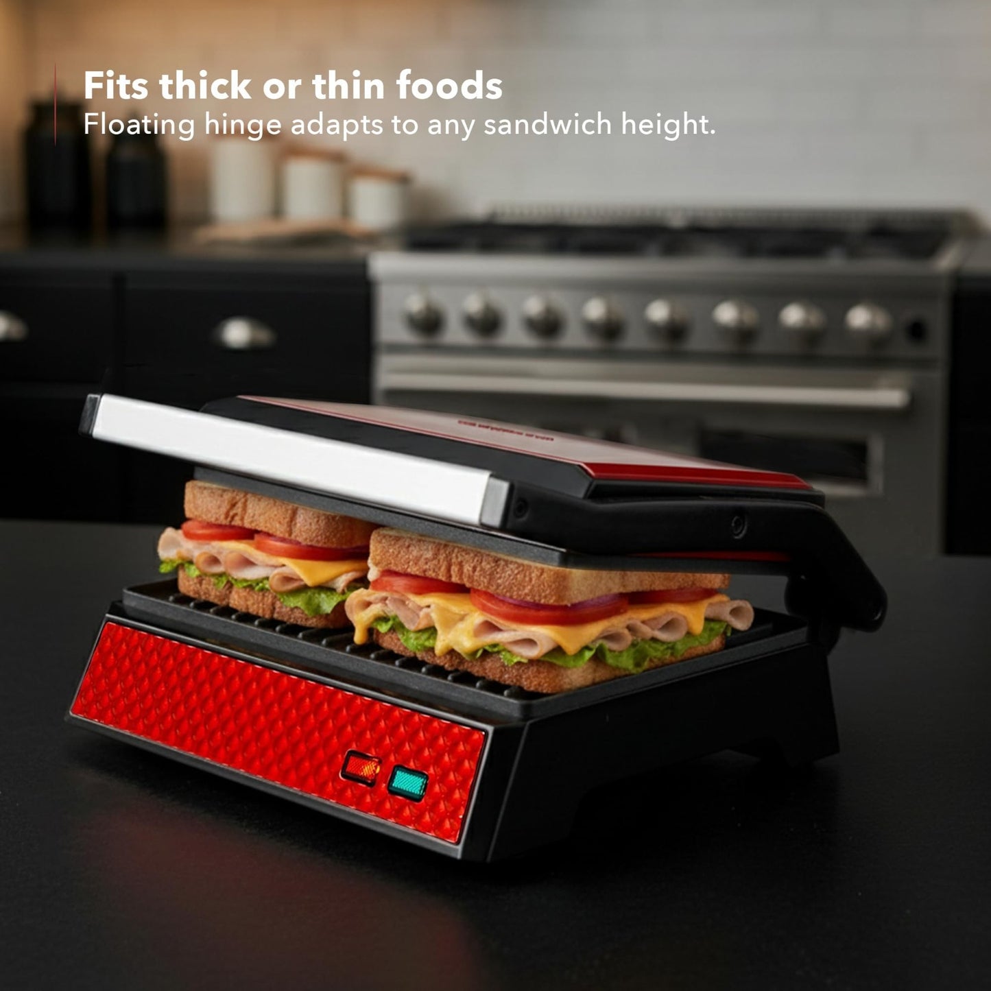 Electric Indoor Panini Press Grill & Sandwich Maker - Non-Stick Plates, 180° Ope2