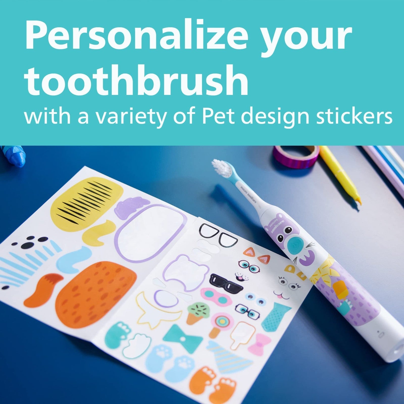 Kids Electric Toothbrush   Pet Design, Gentle Clean, 2 Intensity Settings, Timer3