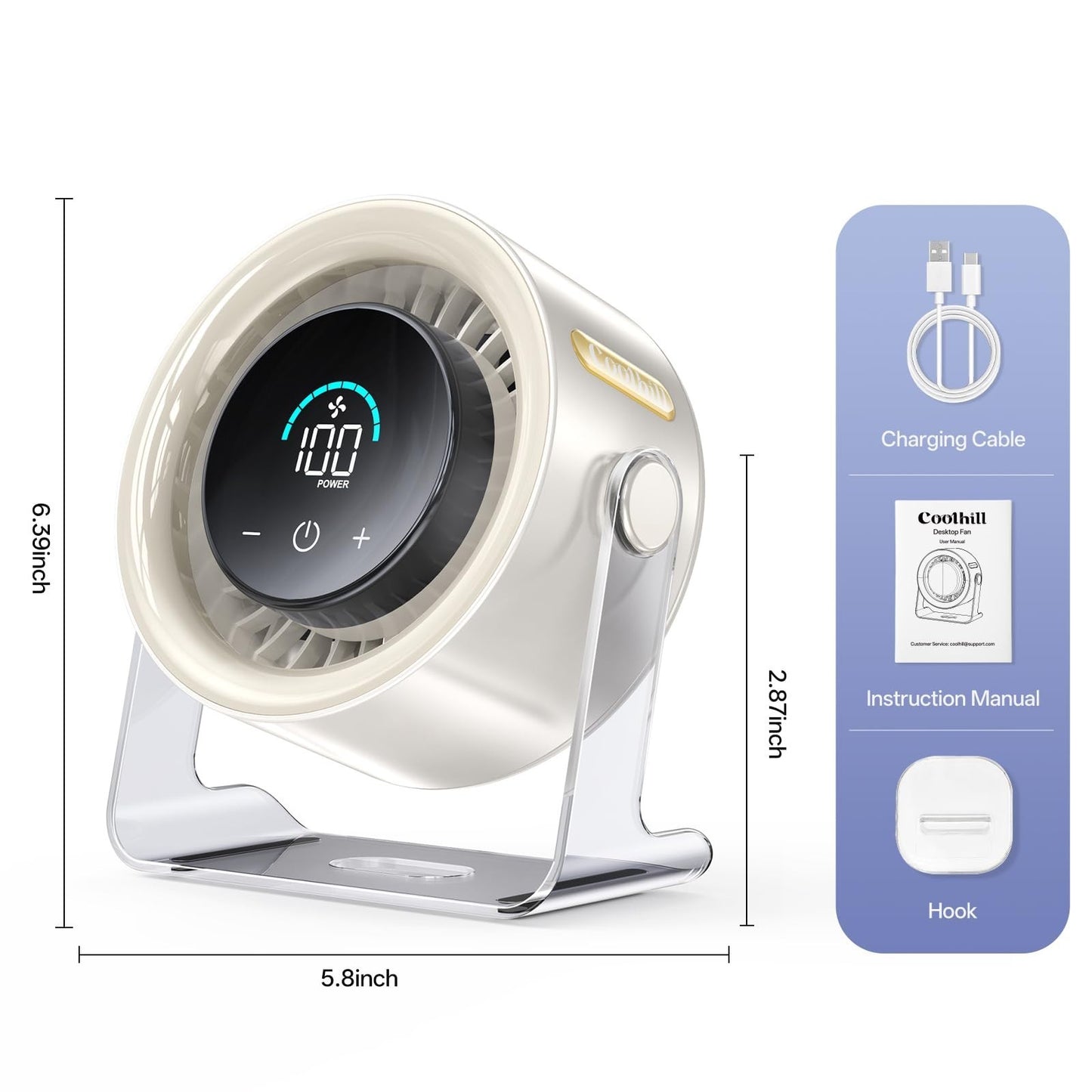 Rechargeable Cordless Wall Fan   100 Speeds, Quiet, 120° Tilt, Portable Desk Fan2