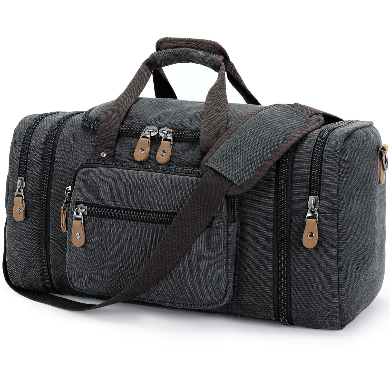 Expandable 60L Canvas Duffle Bag   Travel Overnight Weekender Tote, Lightweight0