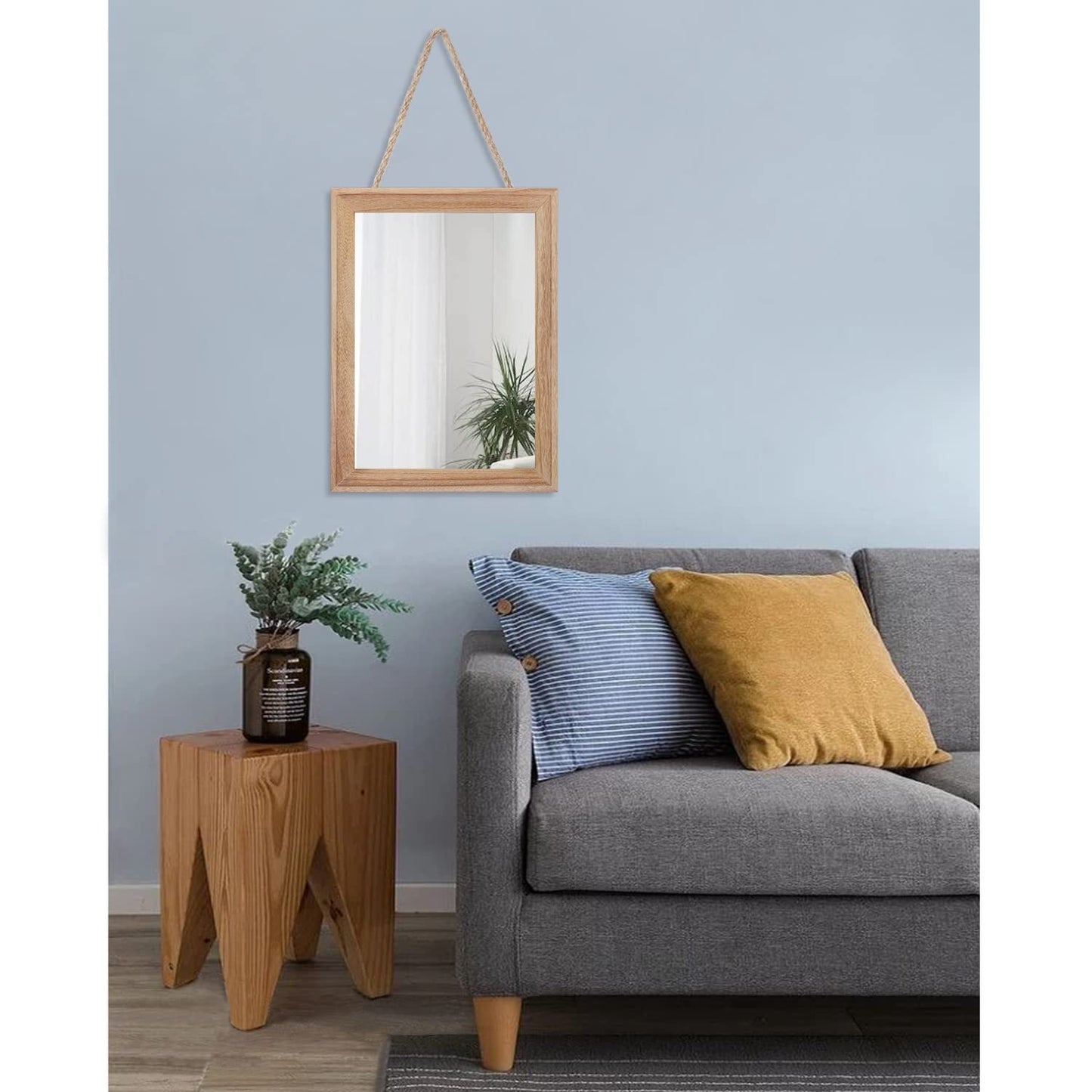 Rustic Wall Mirror - Rectangle Wooden Frame Hanging Decor for Bedroom, Bathroom,6