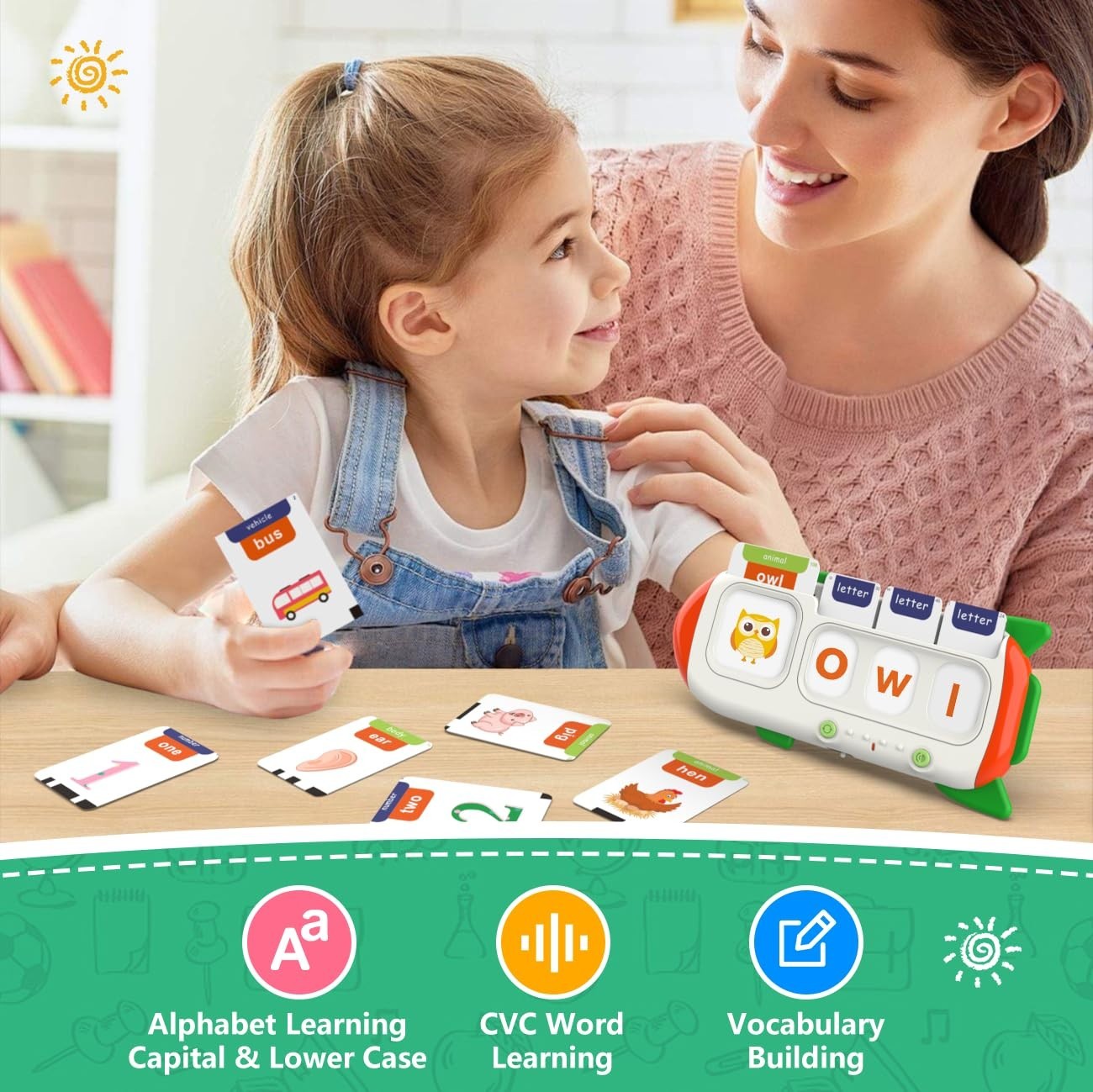 Interactive Talking Flash Cards - CVC Spelling Games, ABC Letter Matching Toy fo4