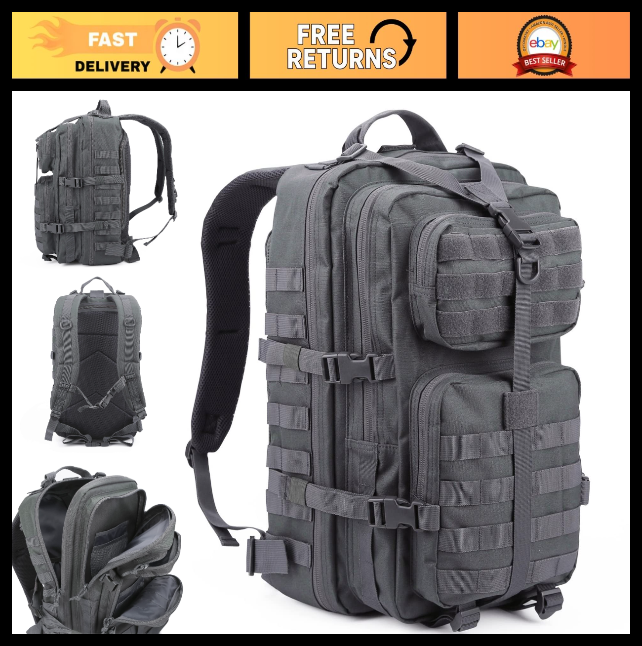 Tactical Backpack for Men   Military Molle Bag, Army Survival Pack, Outdoor Gear0