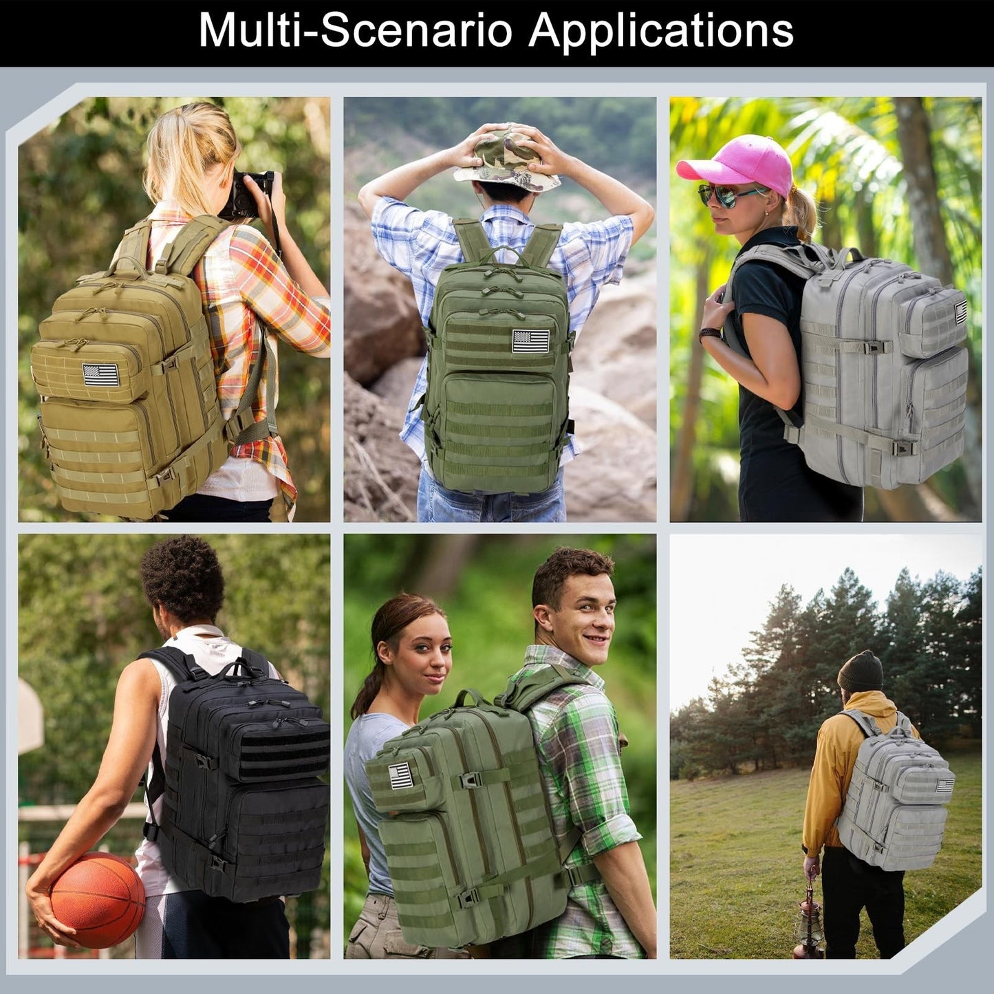 Large 45L Tactical Backpack Military MOLLE 3 Day Bug Out Gear, Survival Pack6