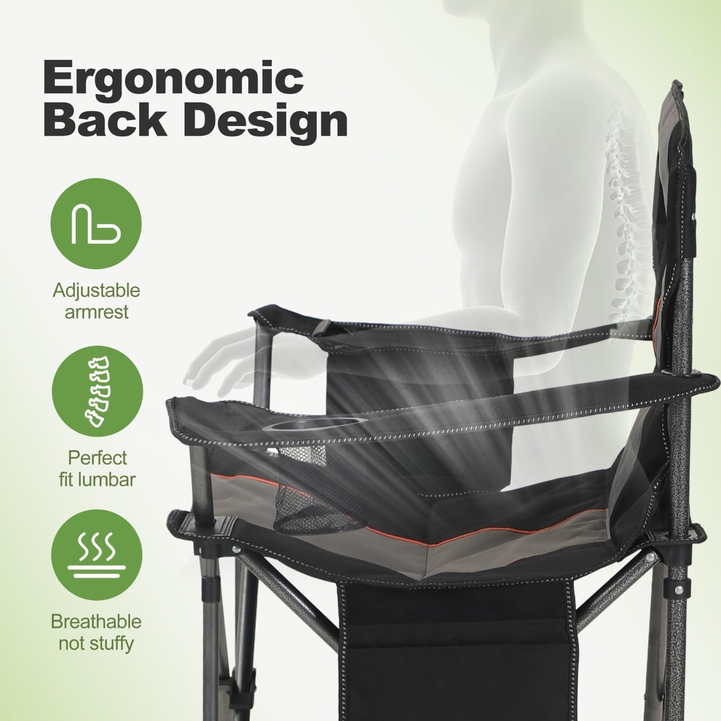 Oversized Heavy Duty Folding Camping Chair - Padded, Cup Holder, 450 lbs Capacit7