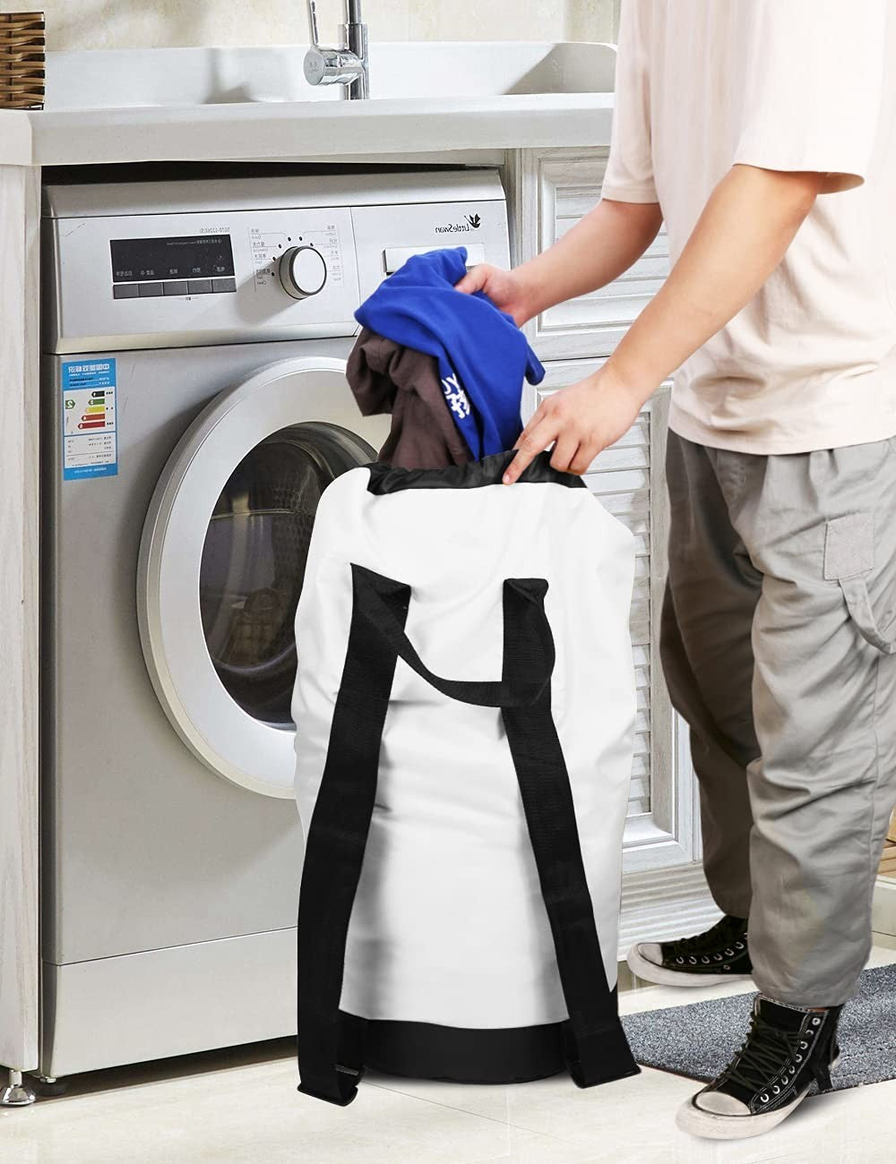 Durable Backpack Laundry Bag with Straps - Ideal for College Dorm Essentials6