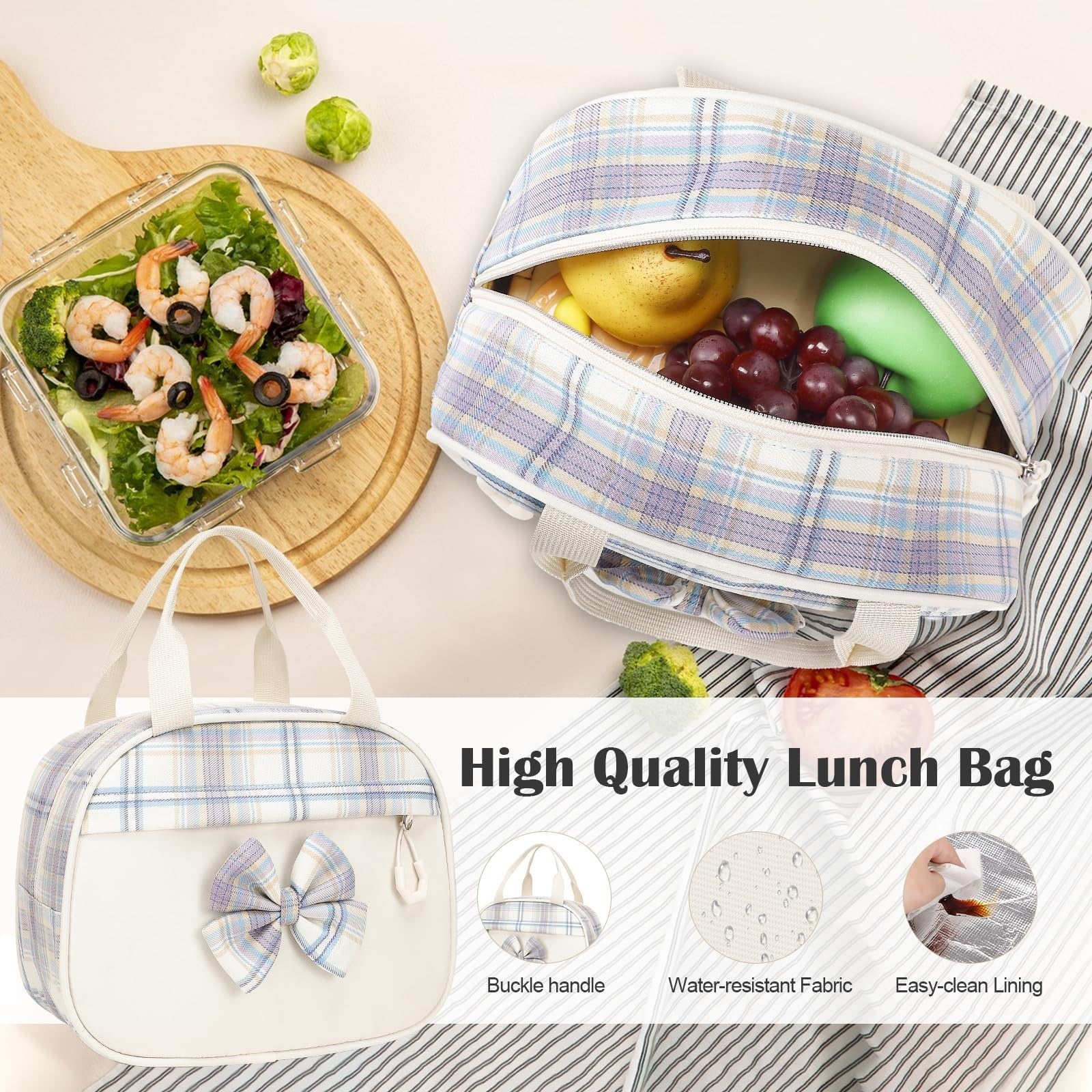 Cute Bow Backpack for Girls   School Bag with Lunch Bag & Pen Case, Stylish & Fu5