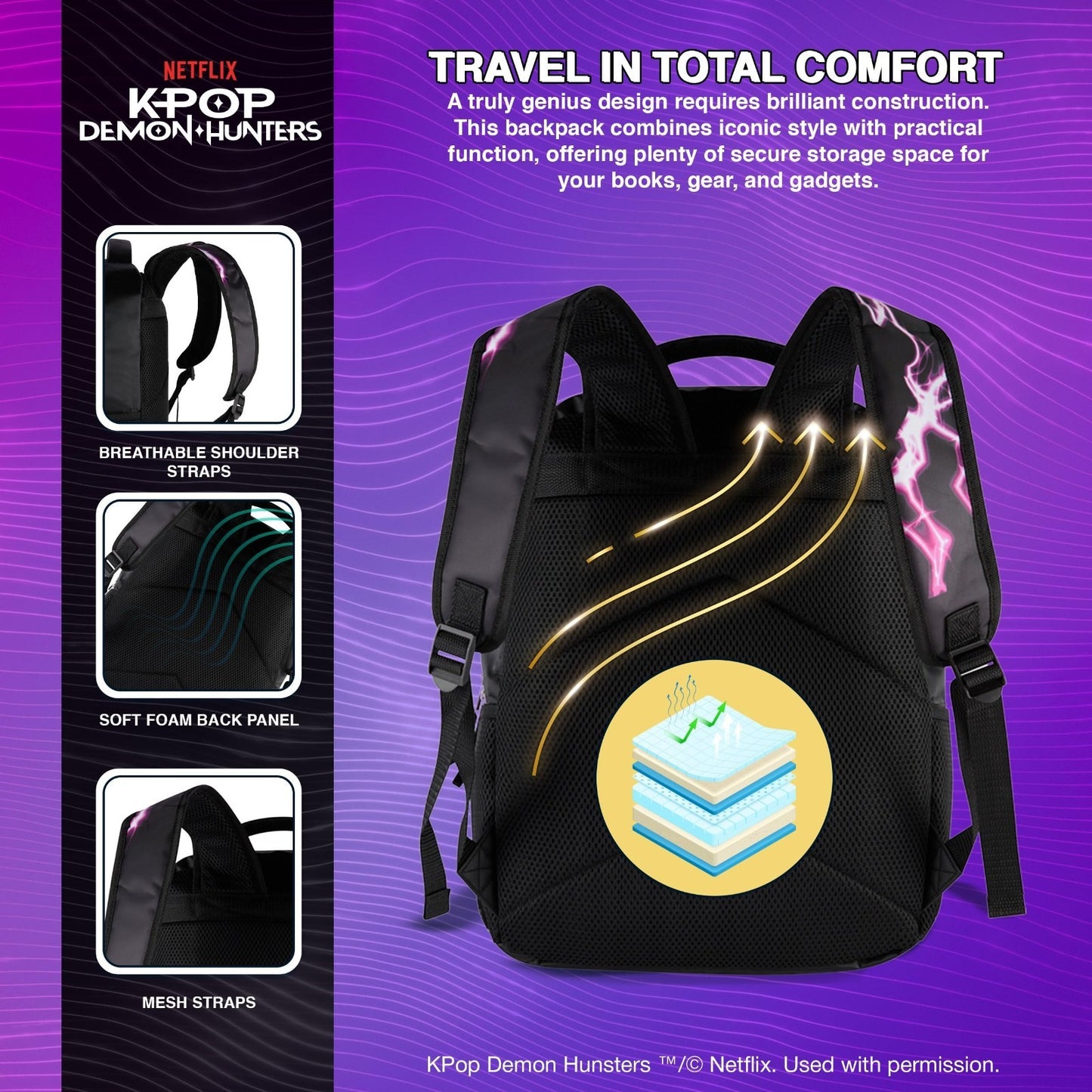 K Pop Demon Hunters 16” Backpack for Girls   Rumi, Zoey, Mira, Rubber Charm3