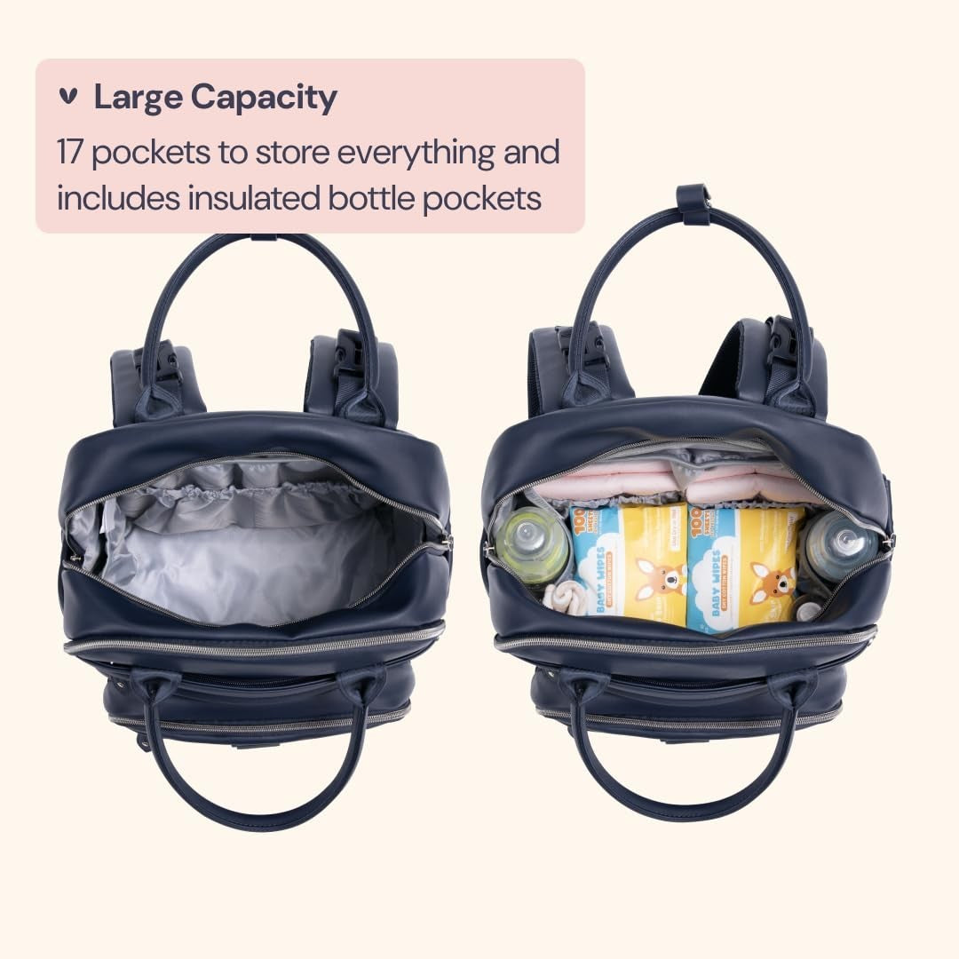 Stylish Leather Diaper Bag Backpack   Multi Function Baby Travel Bag with Changi2
