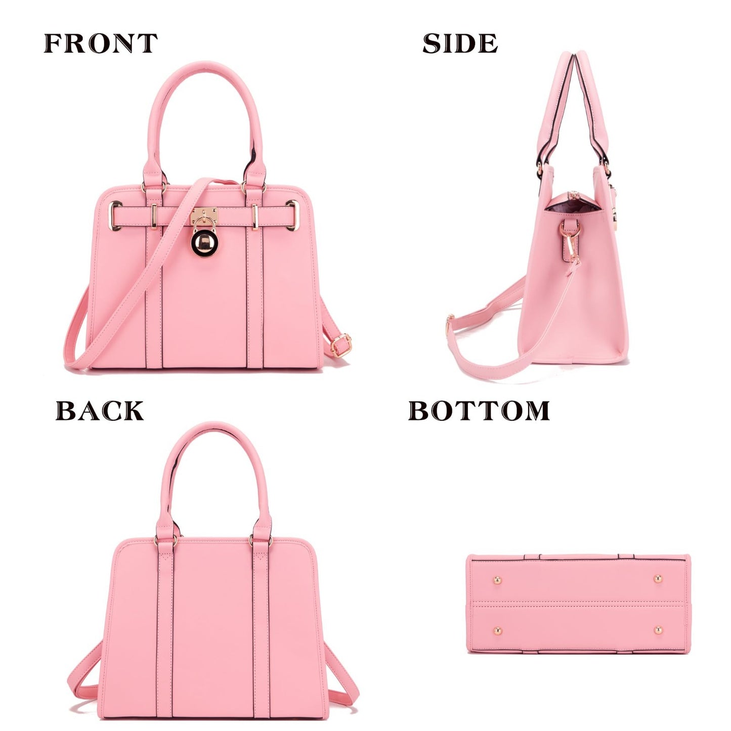 Stylish Women's Structured Satchel Tote Handbag Set with RFID Wallet - Fashionab2