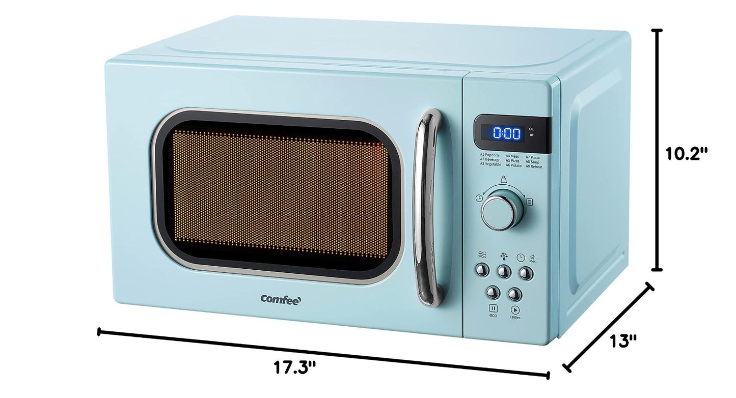 Retro Microwave Oven 0.7 Cu.Ft 700W Green   9 Preset Menus, Compact Kitchen Appl2
