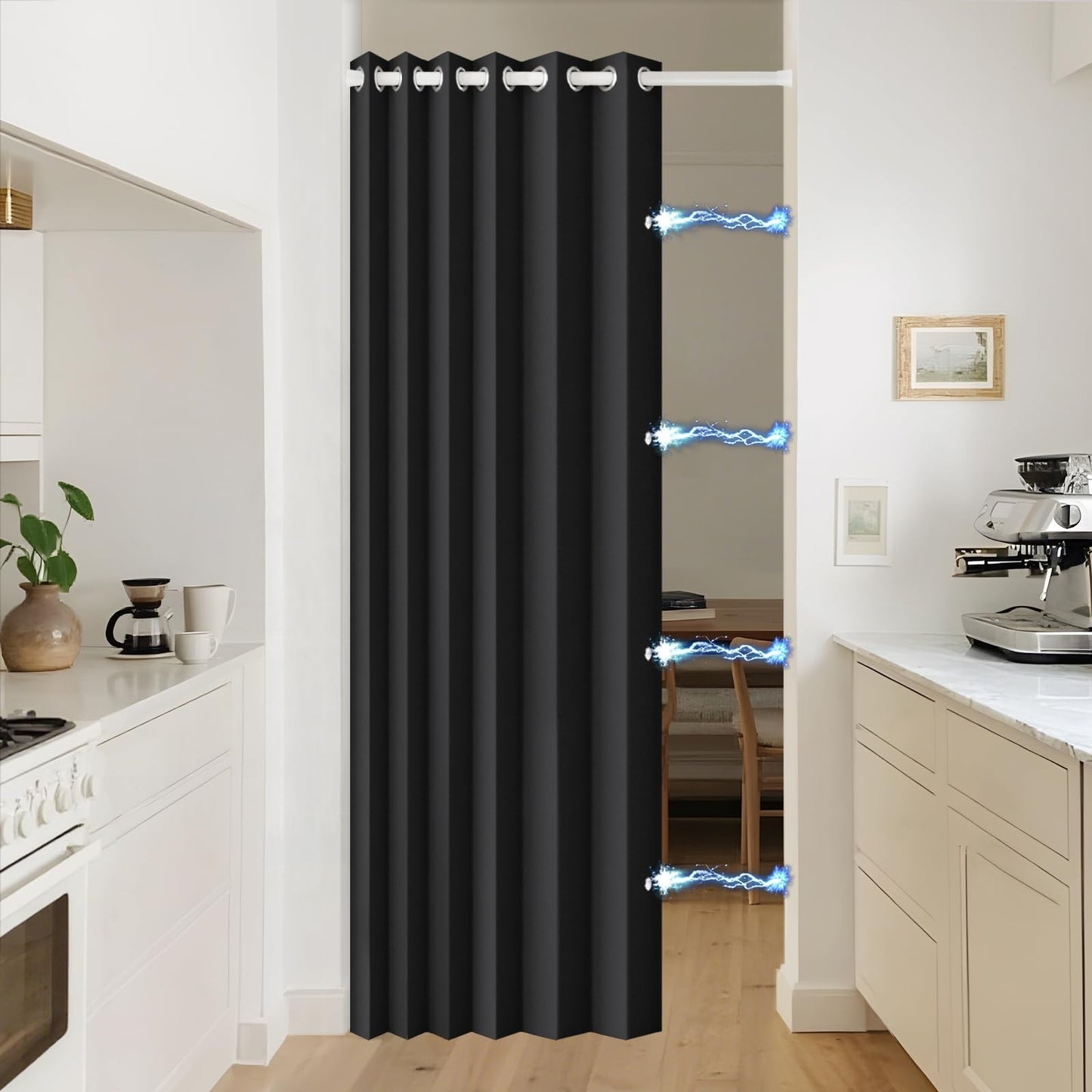 100% Blackout Magnetic Folding Door Curtain   Accordion Panel for Doorway, Laund1