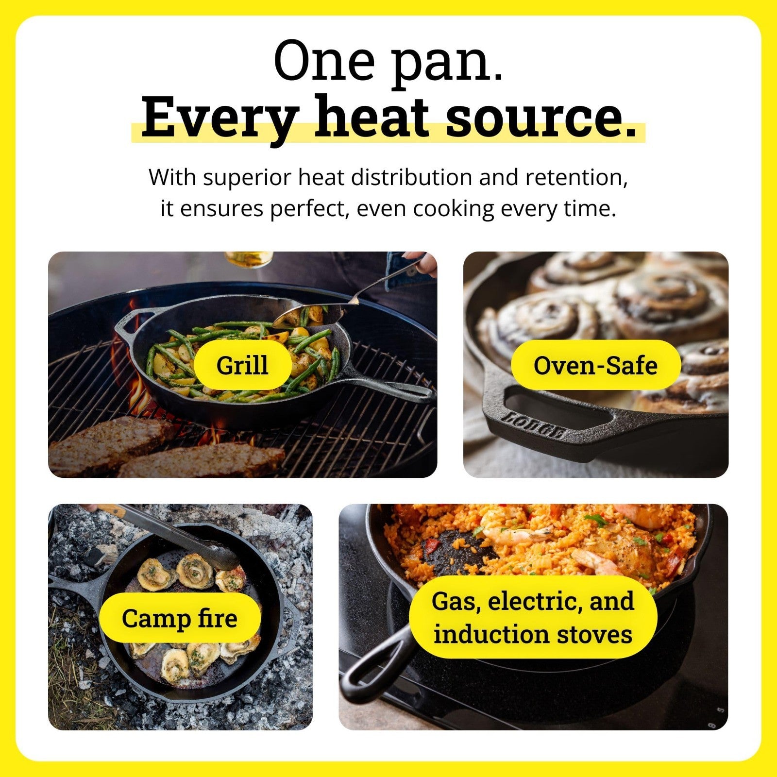 Reversible Cast Iron Grill/Griddle Pan 16.75" - Pre-Seasoned Dual-Sided Cookware5