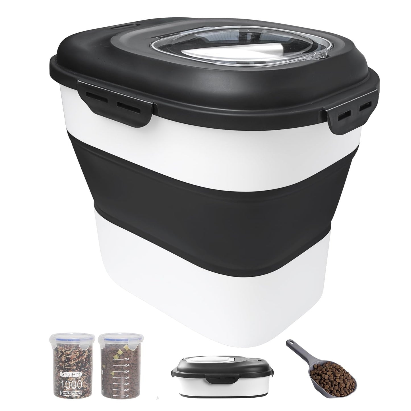 Collapsible Dog Food Storage Container - 30-35 Lbs Capacity, Airtight & Durable1