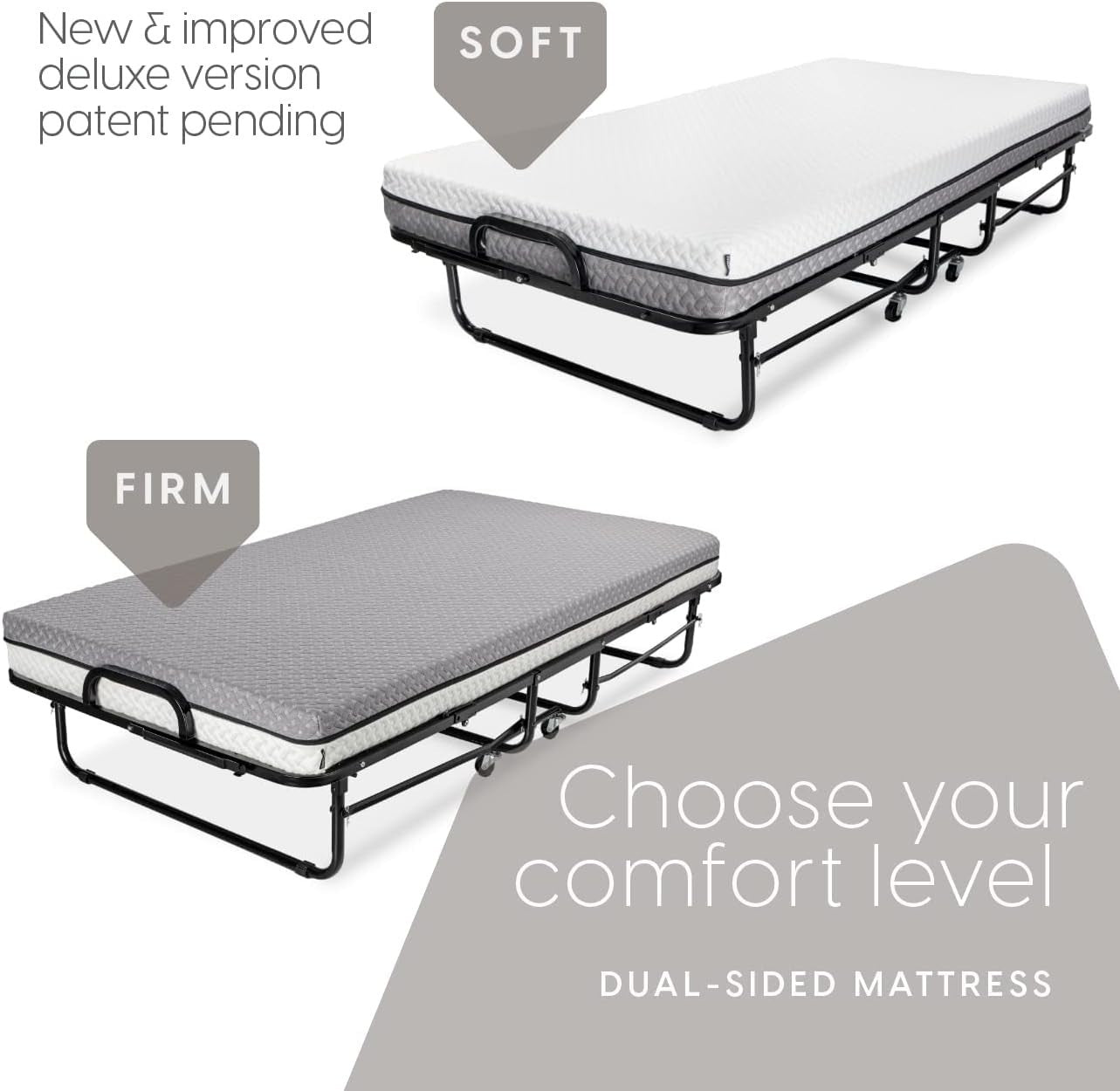 Deluxe Twin Folding Bed with Memory Foam Mattress   Portable, Rollaway, Space Sa3