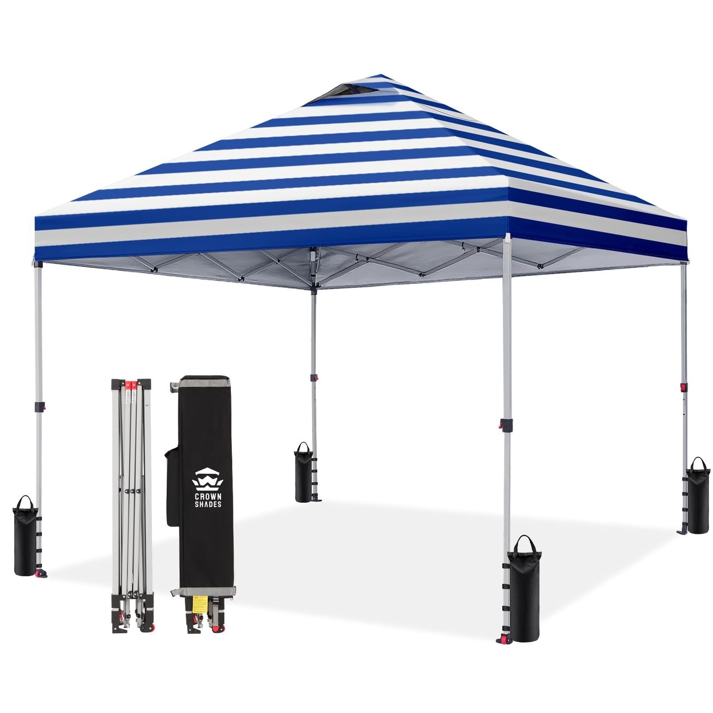 10x10 Pop Up Canopy Tent   Easy Setup, Navy Stripes, Outdoor Sun Shade for Event1
