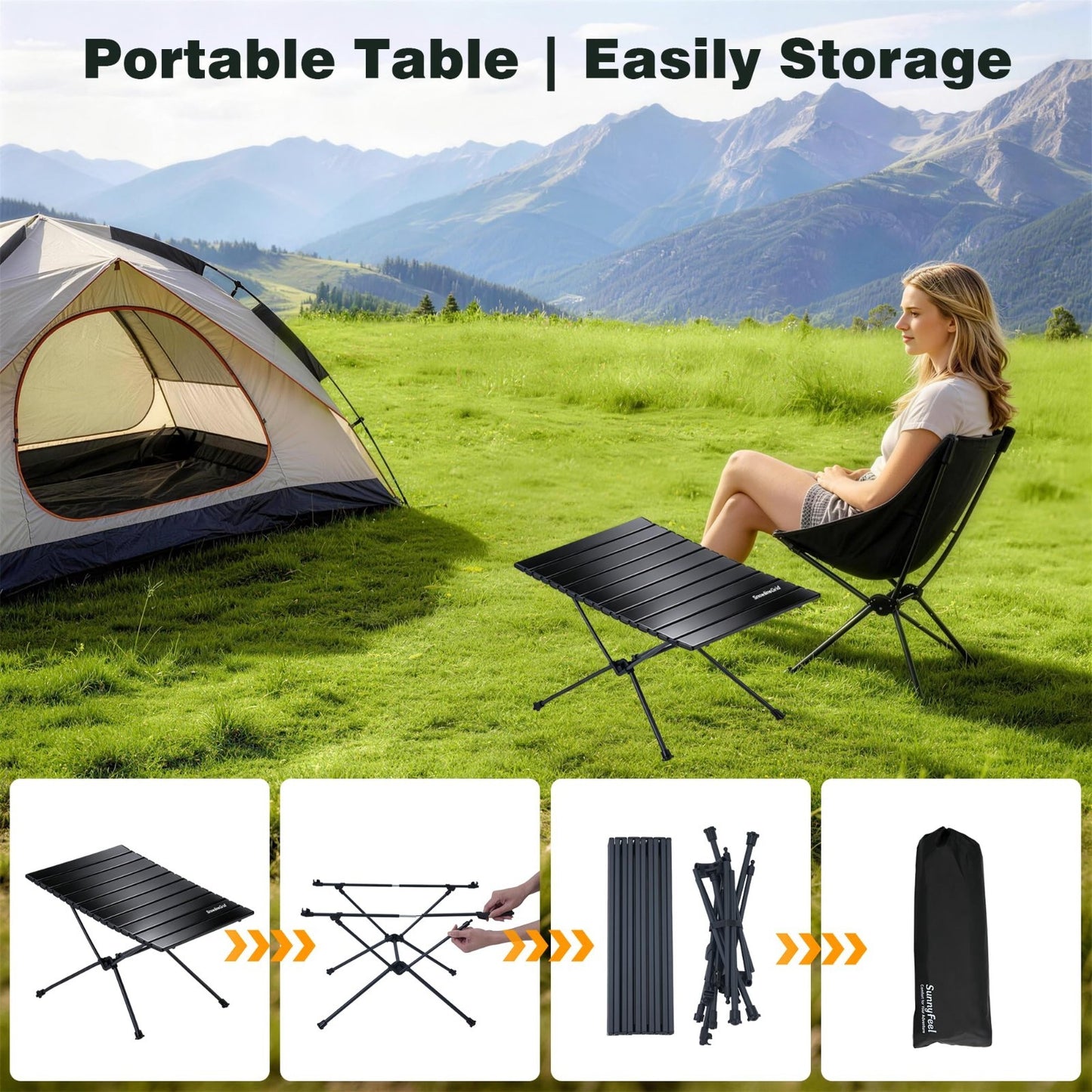Portable Folding Camping Table - Lightweight Aluminum Beach Table with Carry Bag5