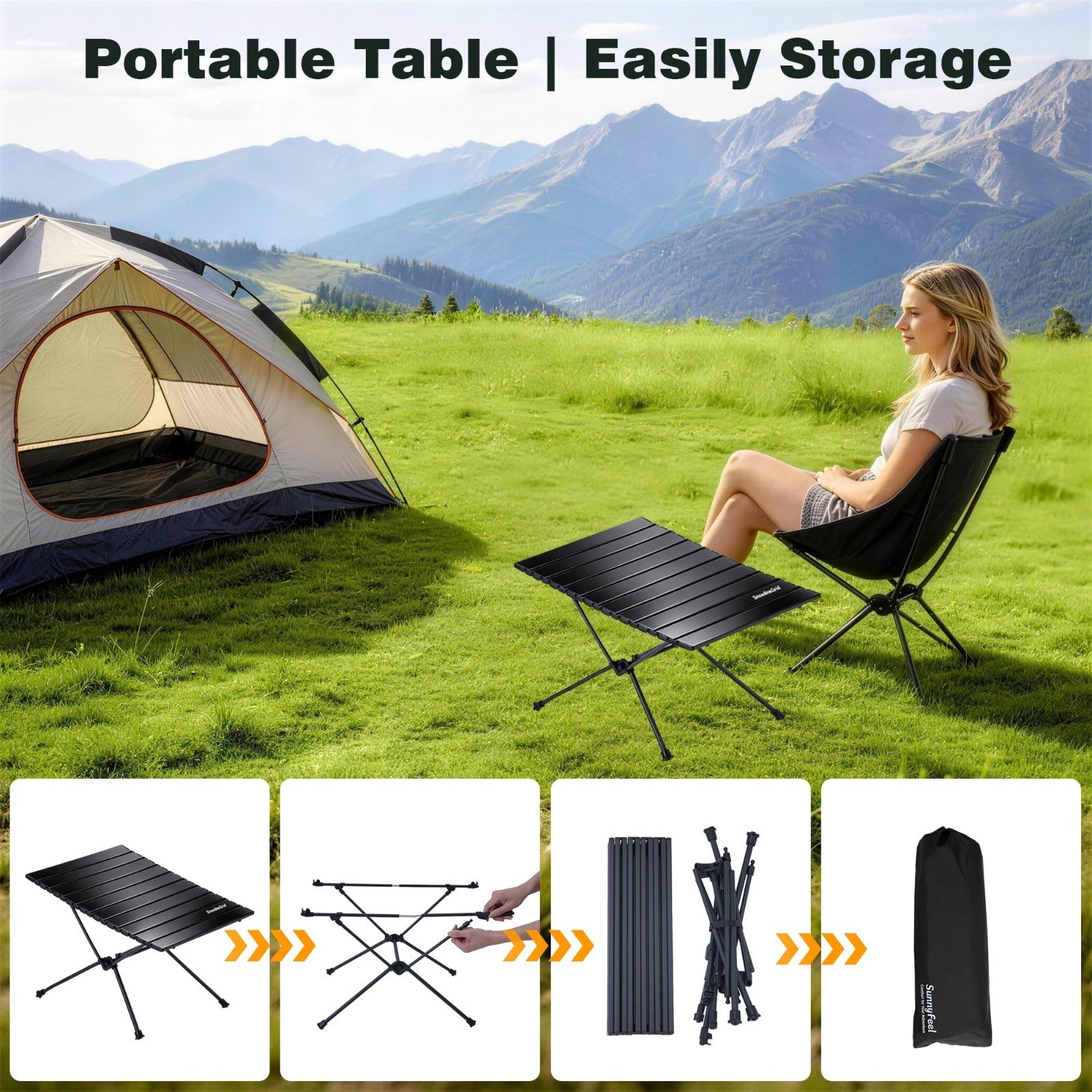Portable Folding Camping Table - Lightweight Aluminum Beach Table with Carry Bag5