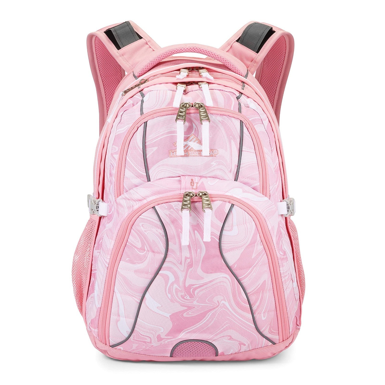 Stylish Pink Marble Daypack Backpack   Bubblegum Pink, One Size, Perfect for Sch3