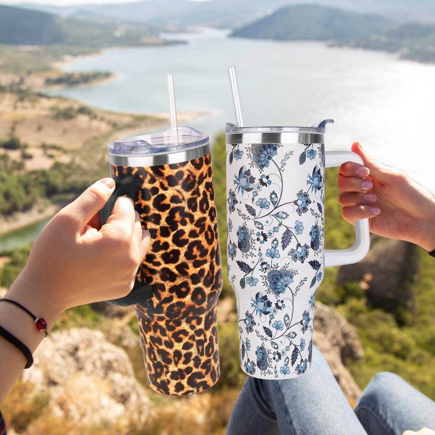 Insulated 40 oz Tumbler with Handle & Straw   Leak Proof, Dishwasher Safe, Trave5