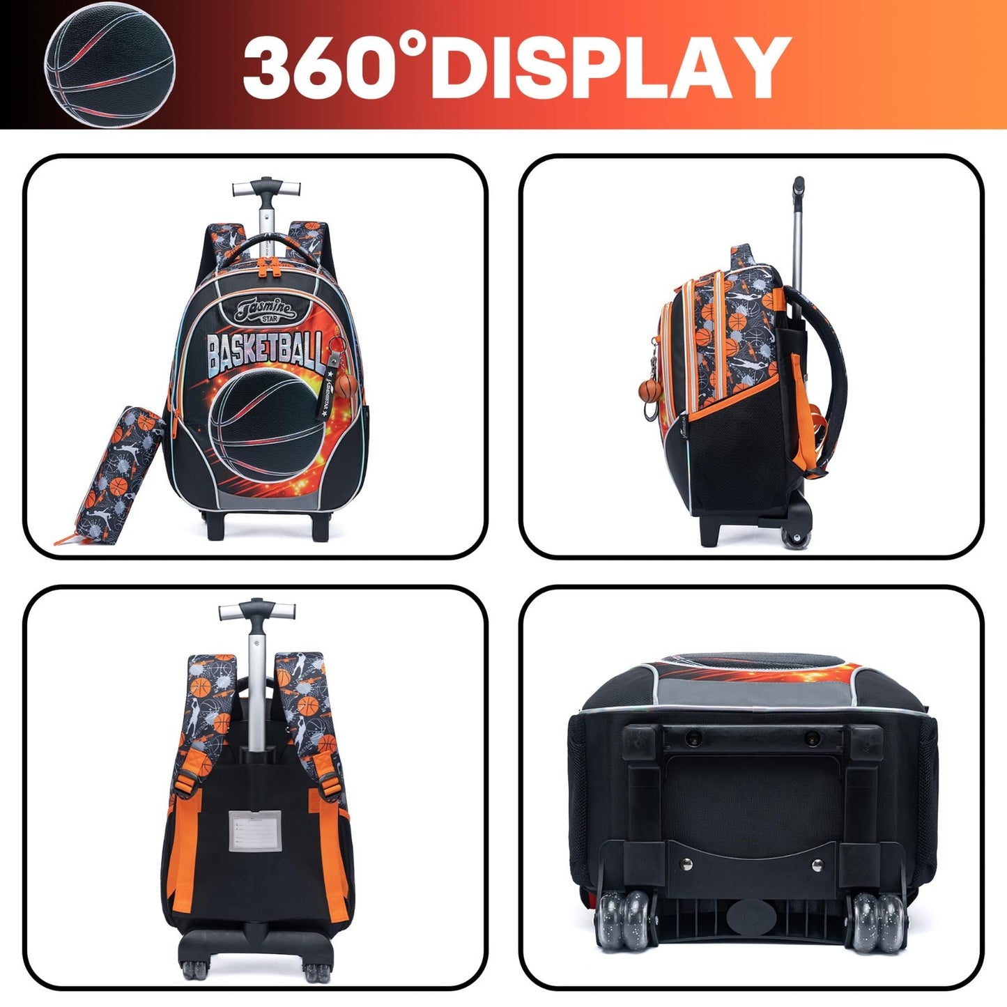 Kids Rolling Backpack with Wheels & Lunch Box   3 in 1 Travel Luggage for Boys 83